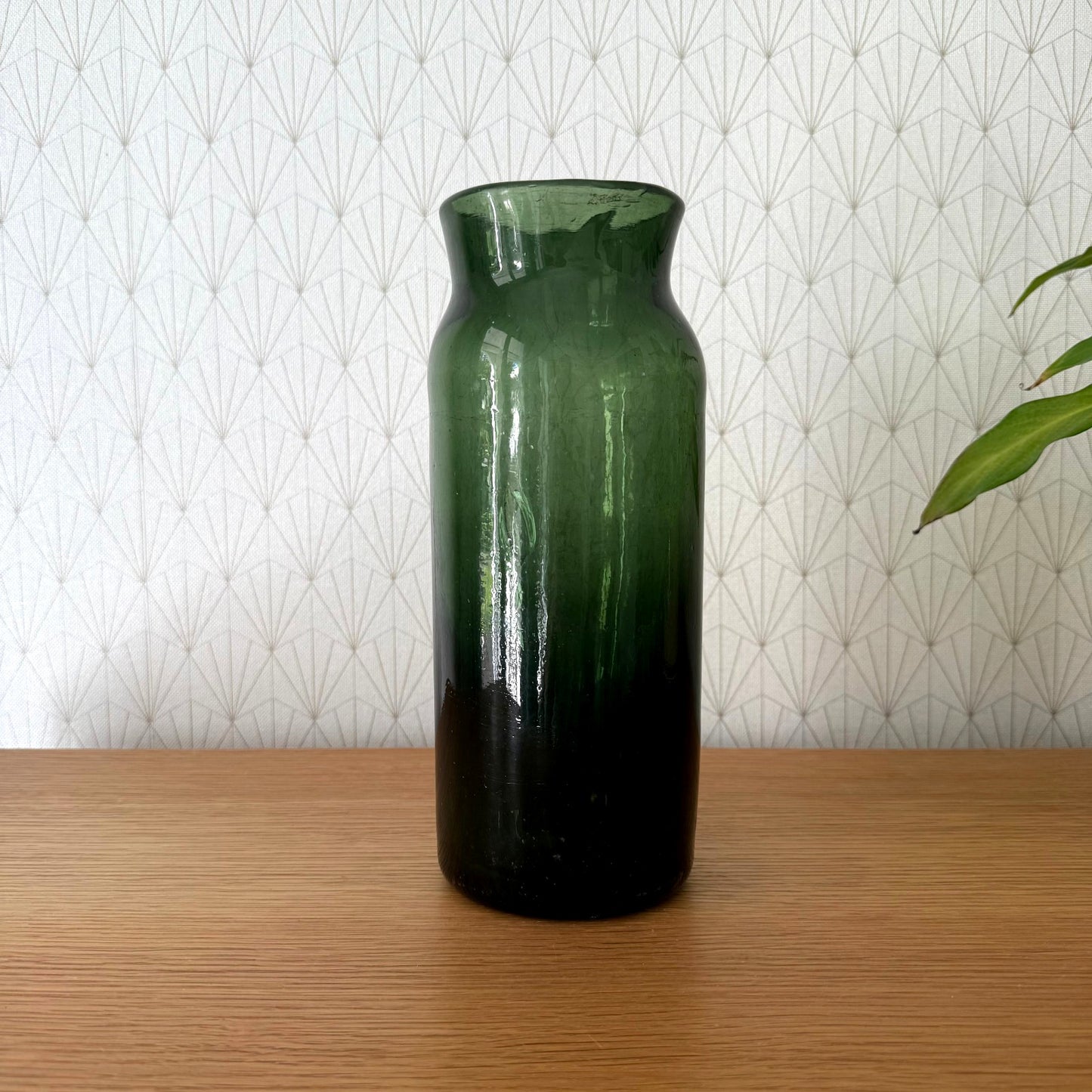 Antique French Green Glass Vase Hand Blown Truffle Jar 10.5" 08092513 Fleamarketfrance : French vintage and antique decor