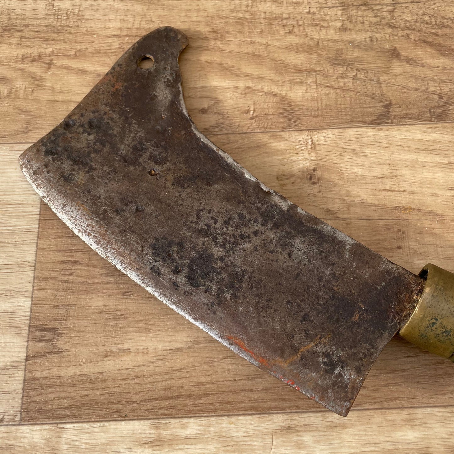 French Vintage Butcher Cleaver Meat Knife Wood Handle 11" France 1203251 Unbranded