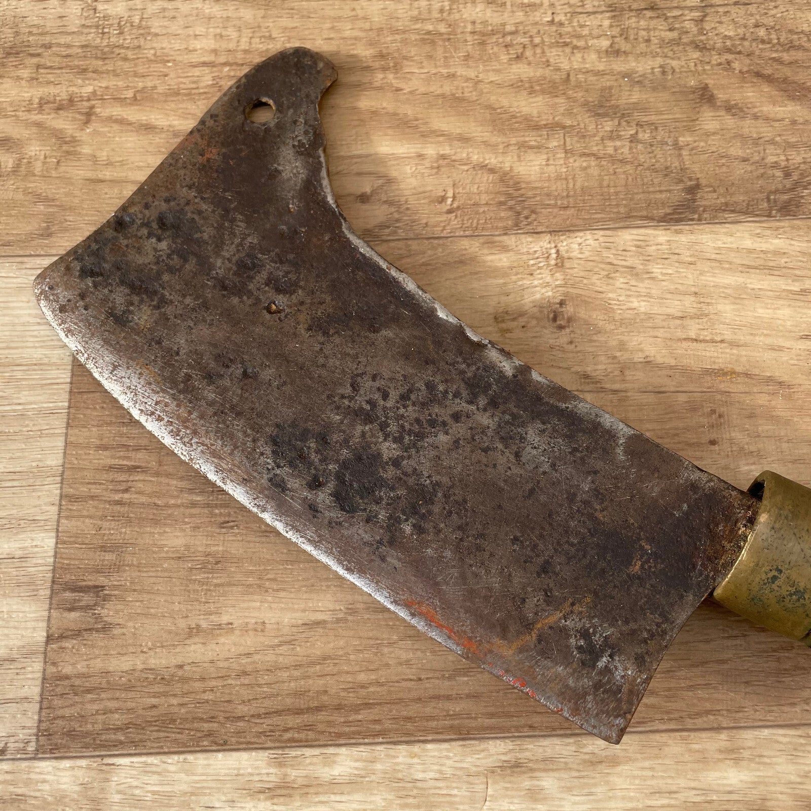 French Vintage Butcher Cleaver Meat Knife Wood Handle 11" France 1203251 Unbranded