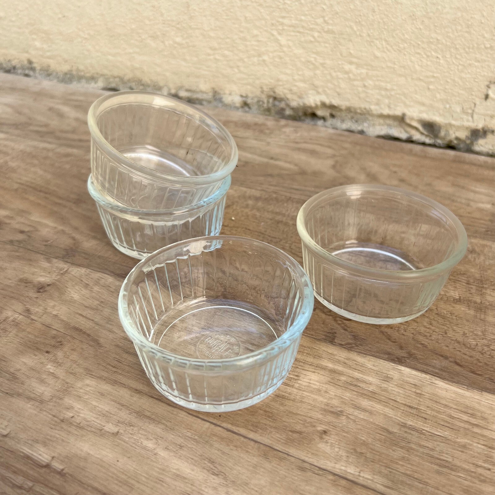 Vintage French Duralex Ramekins Clear Glass Set of 4 Dishes 07062214 Duralex
