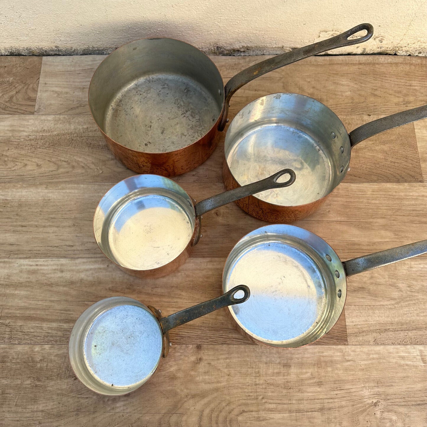 set of 5 French copper pans handle made in France 2510235 - Fleamarketfrance