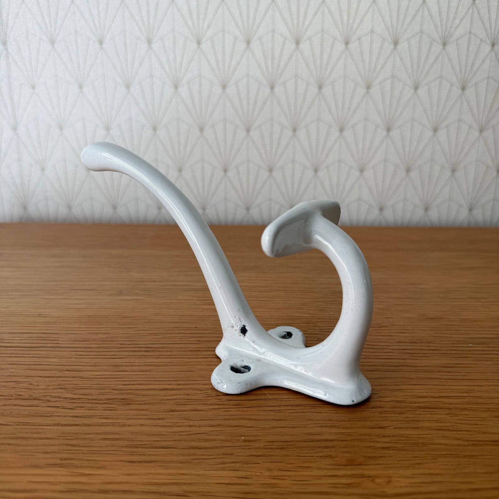 Vintage French Porcelain Hook White Wall Coat Hanger 1930s 04072514 Unbranded