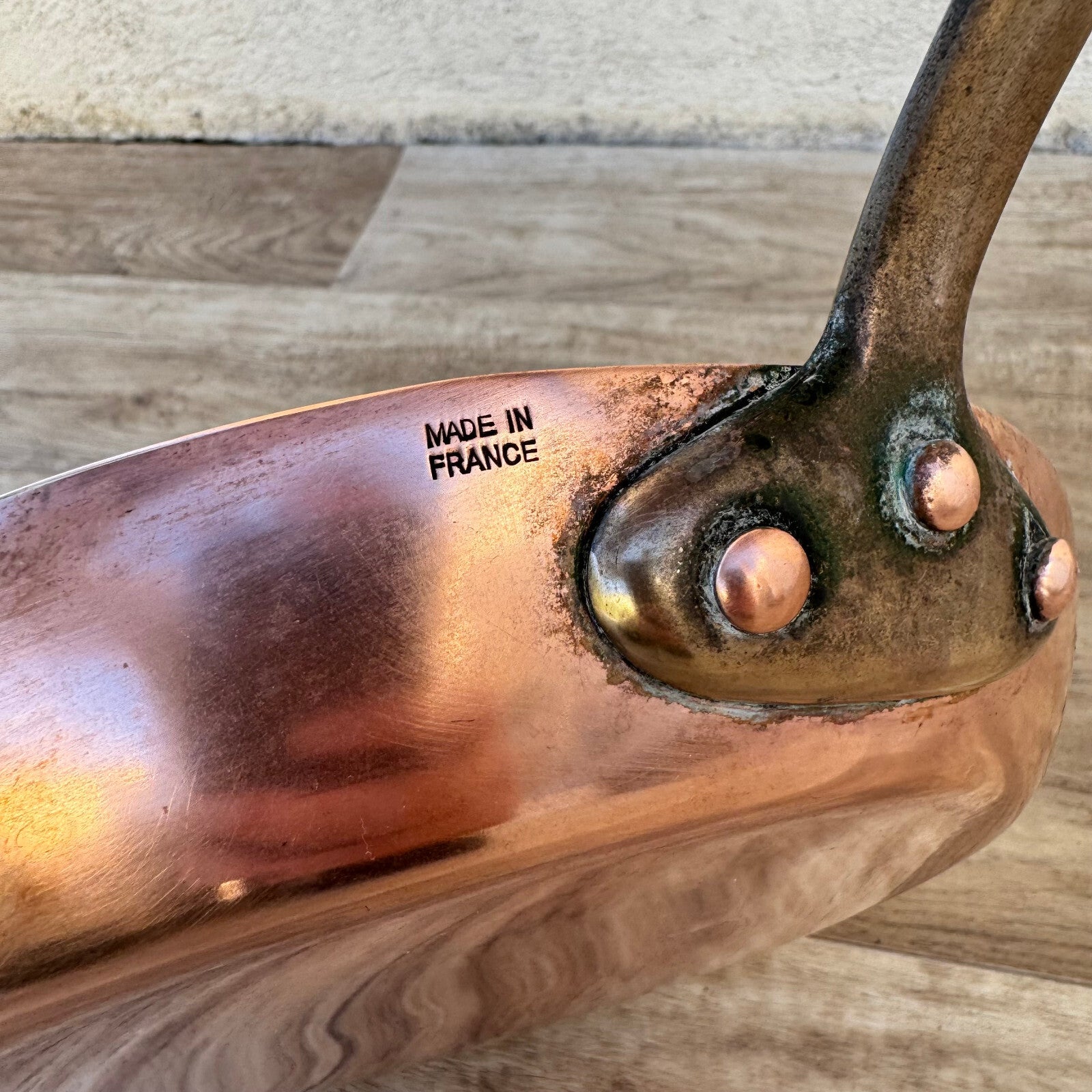 Vintage French Copper Frying Pan Tin Lined 8.5" Professional Cookware 1404243 Unbranded