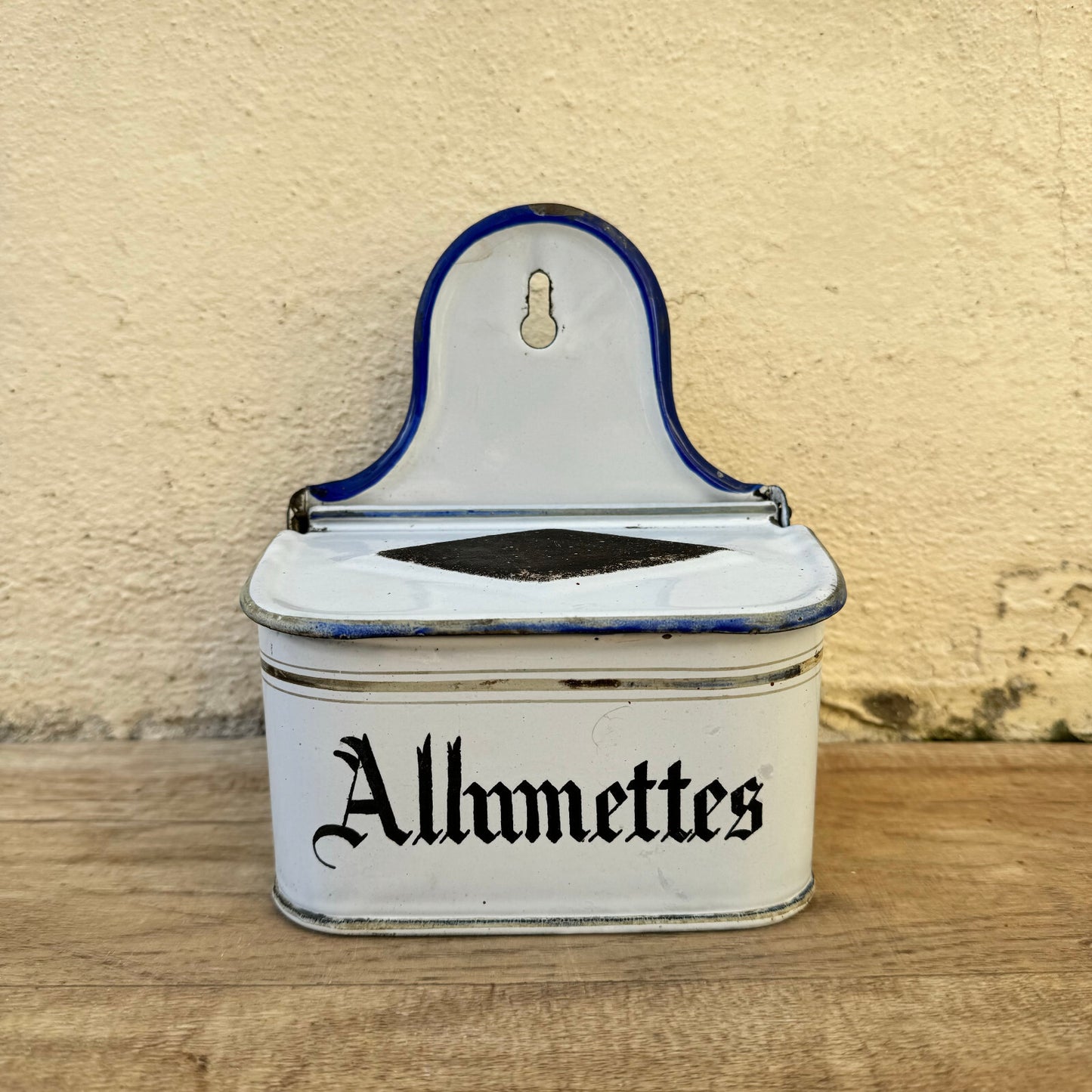 French Enamel Match Box Wall Mount Striker Vintage Allumettes 31012411 Fleamarketfrance