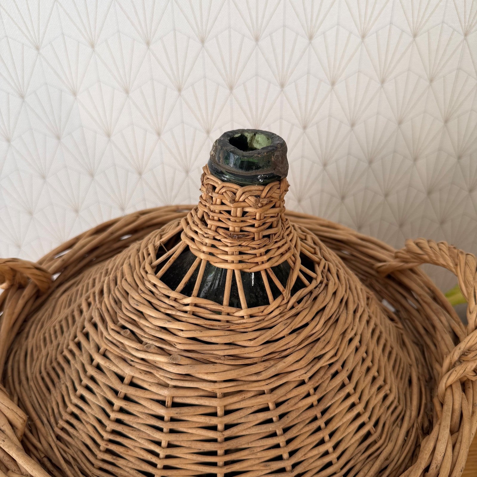 French Vintage Wicker Demijohn Dame Jeanne Rattan Carboy Bonbonne 0107266 Fleamarketfrance