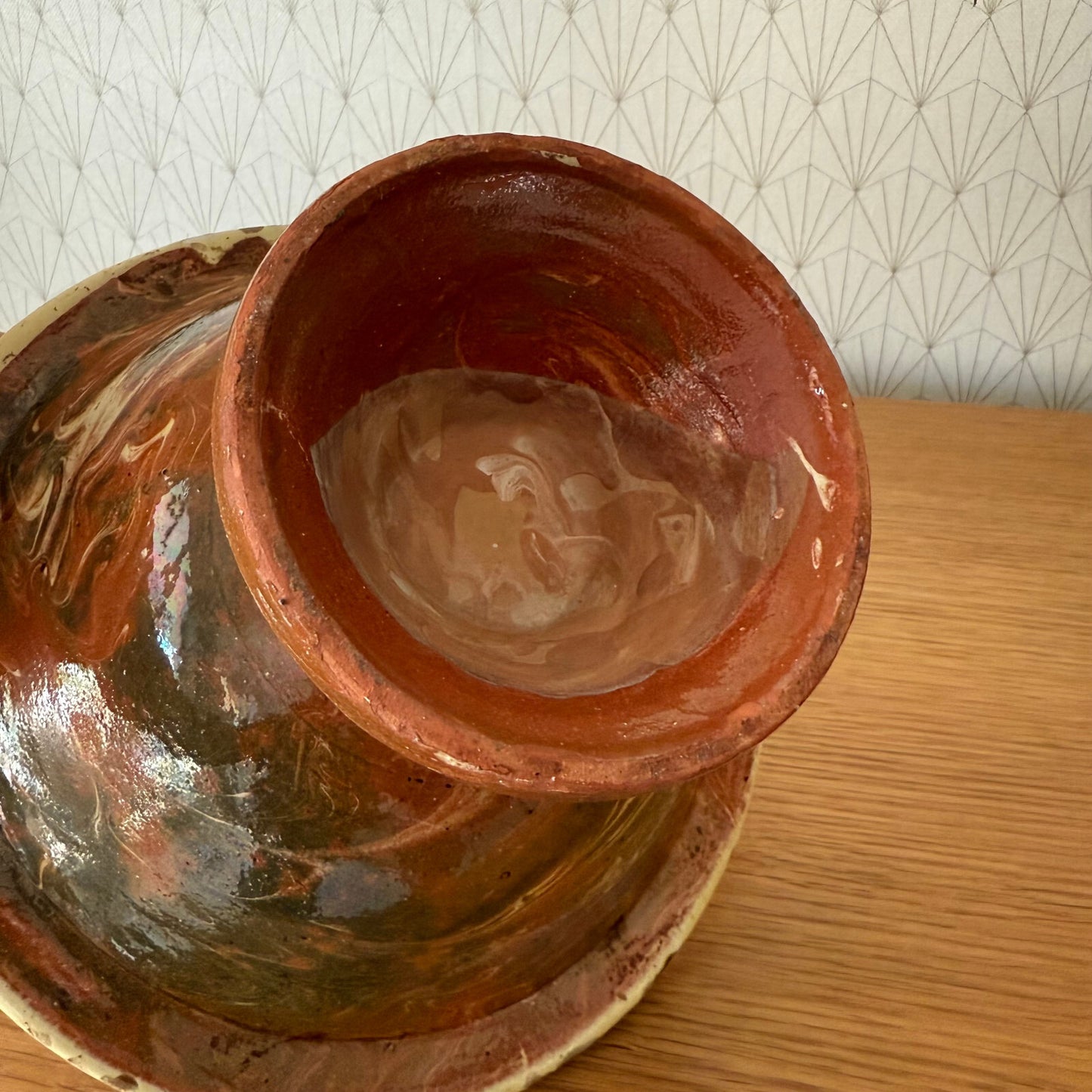 Vintage French Terracotta Yellow  fruits bowl Cup 2904251