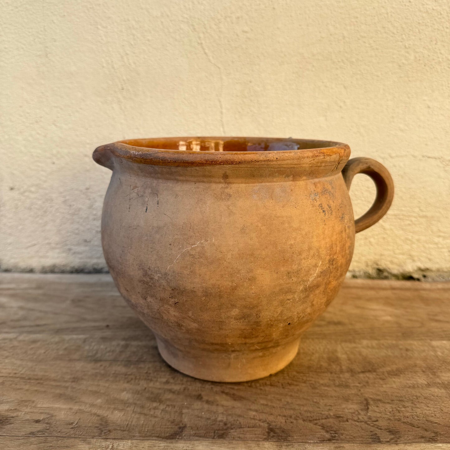 French Antique Pottery Pitcher Stoneware Ceramic Jug Rustic 1302251 Unmarked