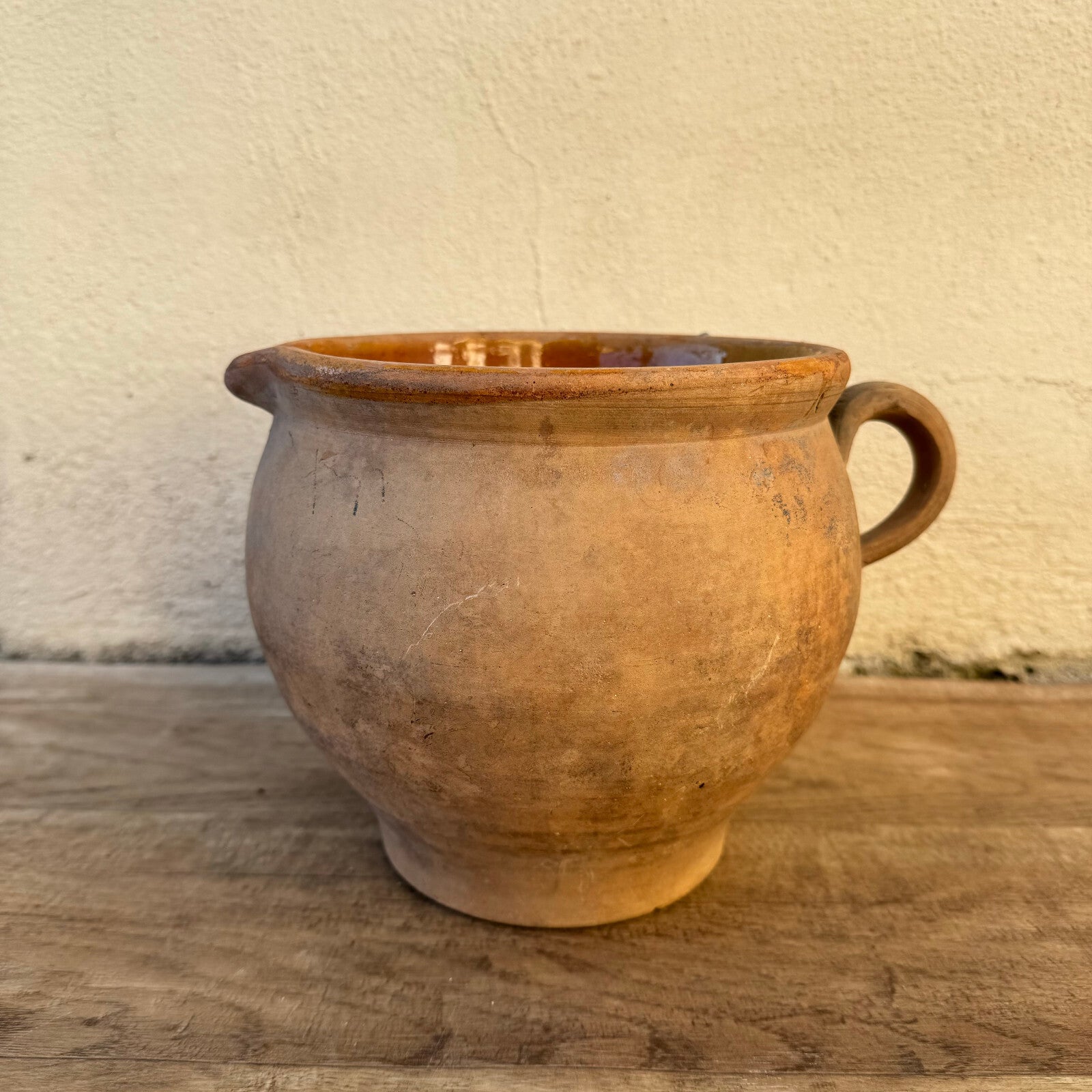 French Antique Pottery Pitcher Stoneware Ceramic Jug Rustic 1302251 Unmarked
