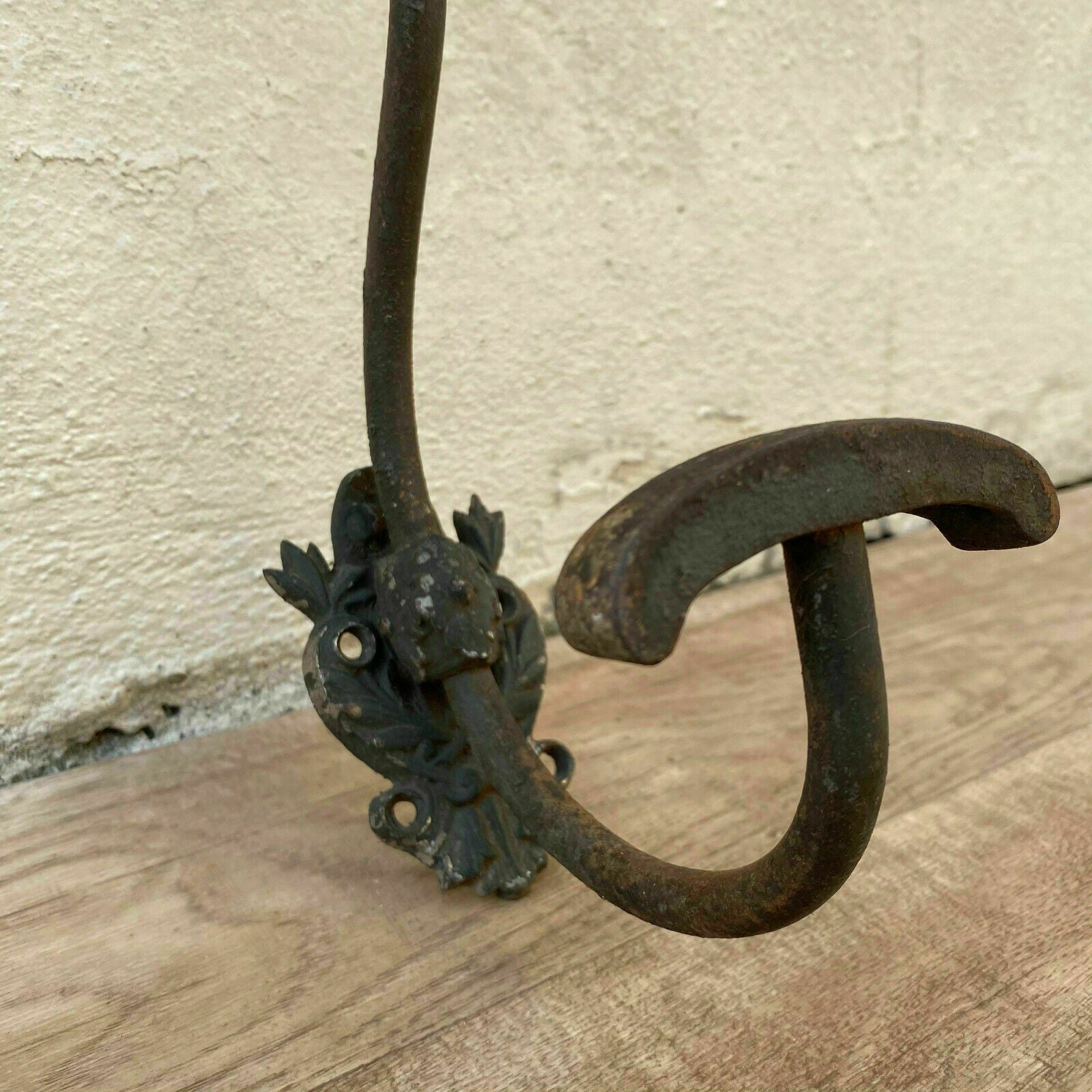 BIG VINTAGE ANTIQUE CAST IRON FRENCH PORTMANTEAU COAT & HAT HOOK 16062111 - Fleamarketfrance