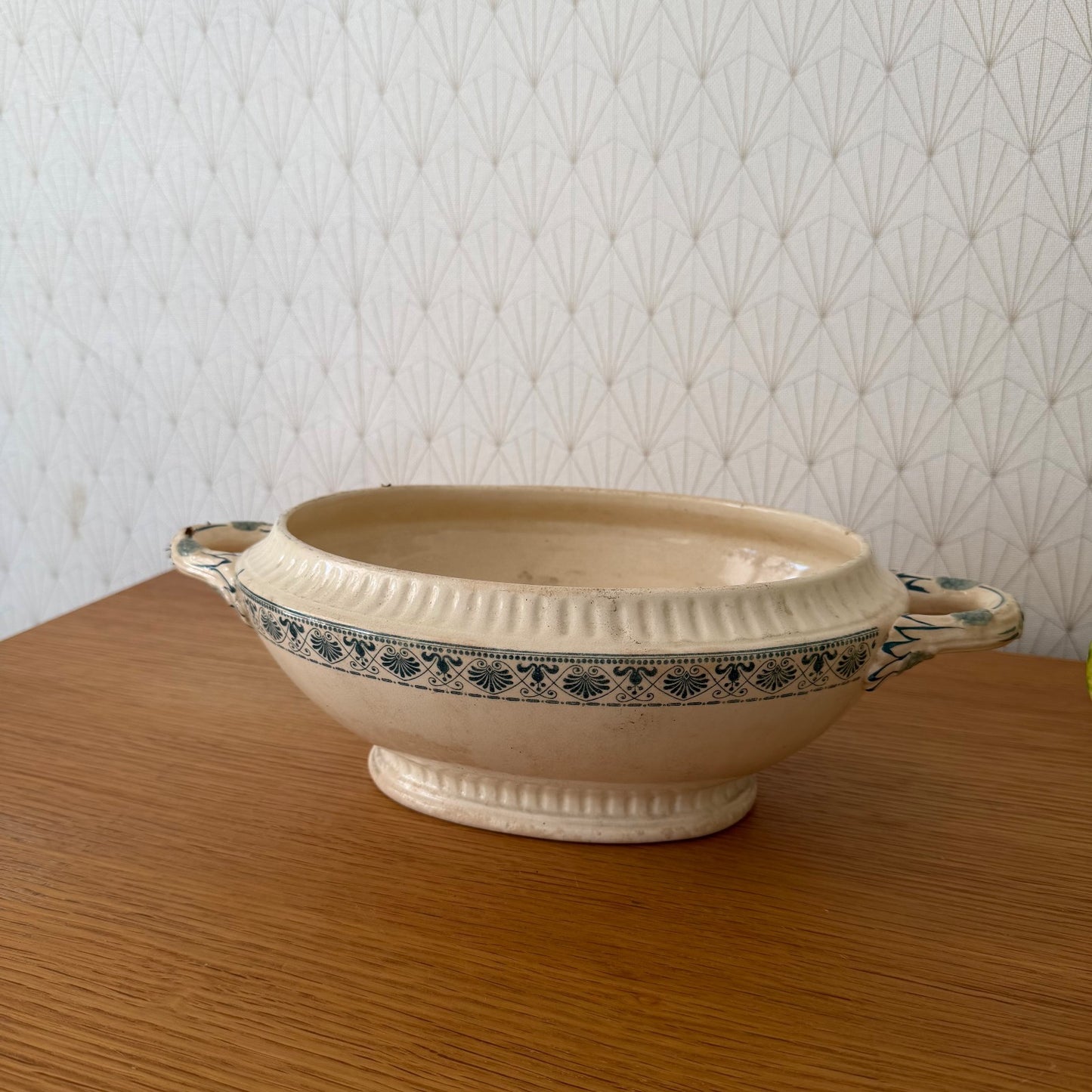French Antique White Earthenware Tureen Terre de Fer Serving Bowl 2805266 Fleamarketfrance
