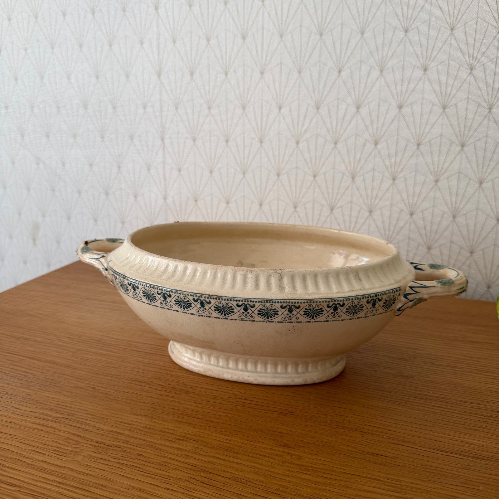 French Antique White Earthenware Tureen Terre de Fer Serving Bowl 2805266 Fleamarketfrance