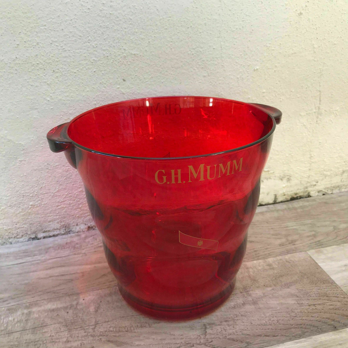 Vintage Mumm Champagne Ice Bucket Red Glass French Cooler 2108221 G.H.MUMM
