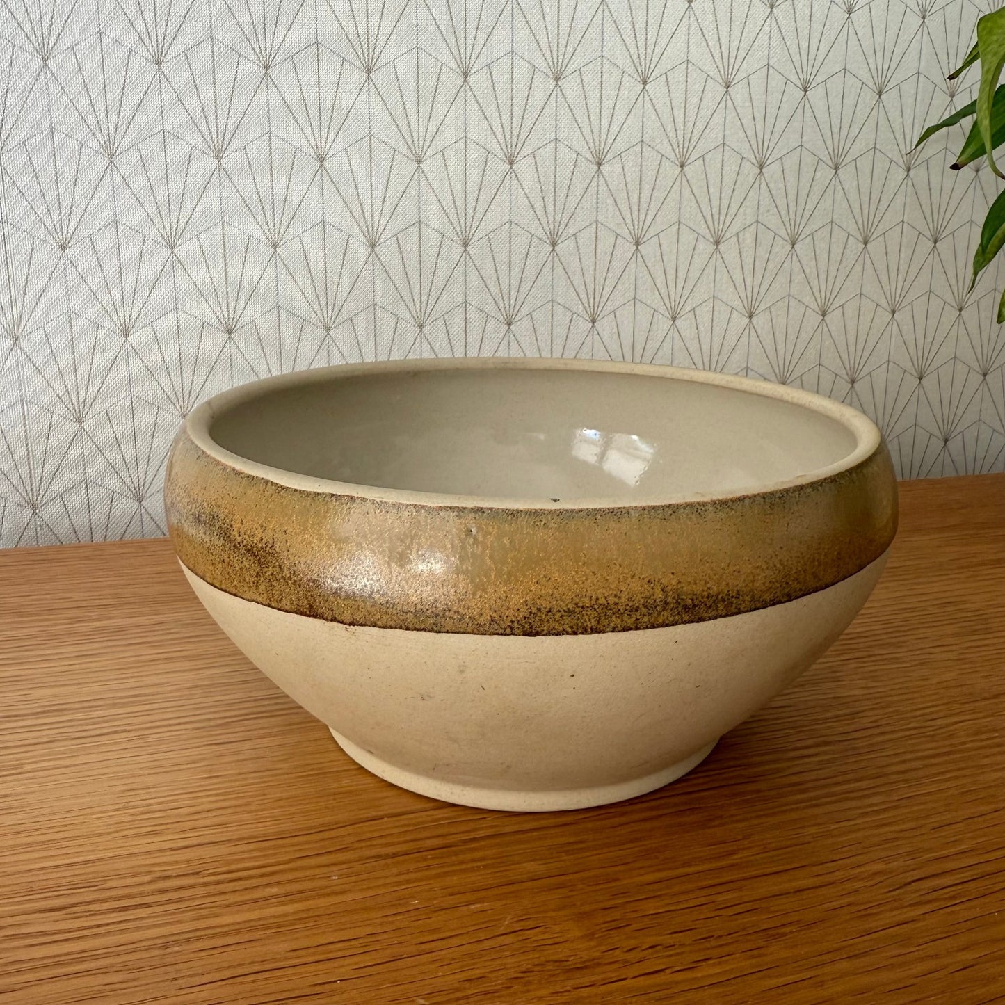 VINTAGE FRENCH STONEWARE SALAD MIXING BOWL TERRINE 8 1/4" 2608259