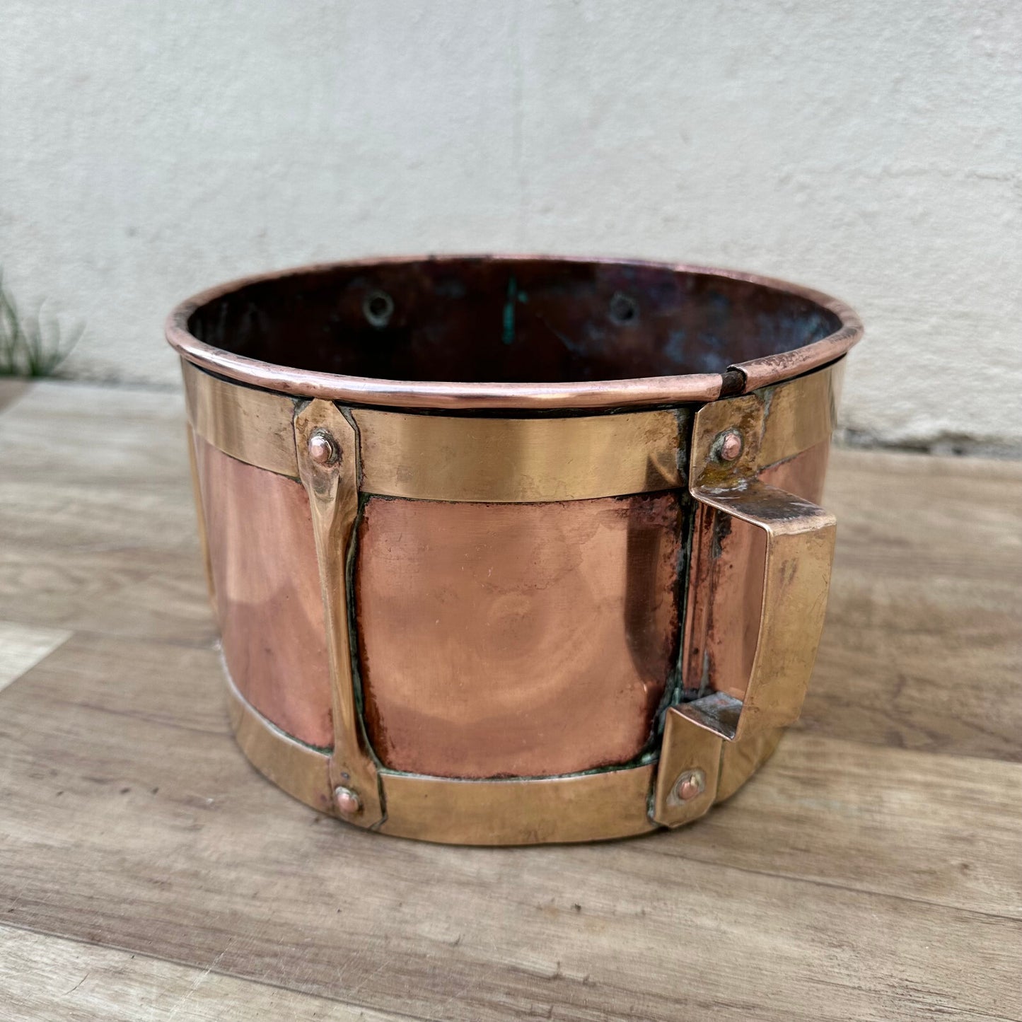 Vintage Copper Pot French Brass Handles 1920s Kitchen Vessel 0712231 Fleamarketfrance