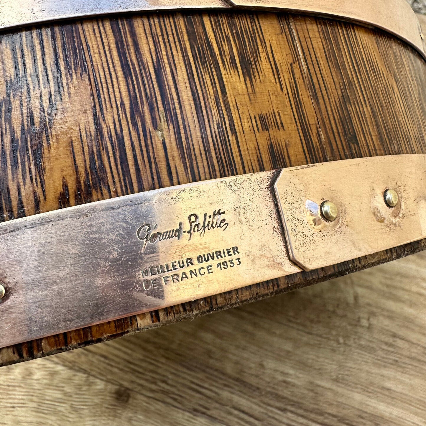 Vintage French Champagne Ice Bucket Cooler Made France WOOD BRASS 1805234 - Fleamarketfrance