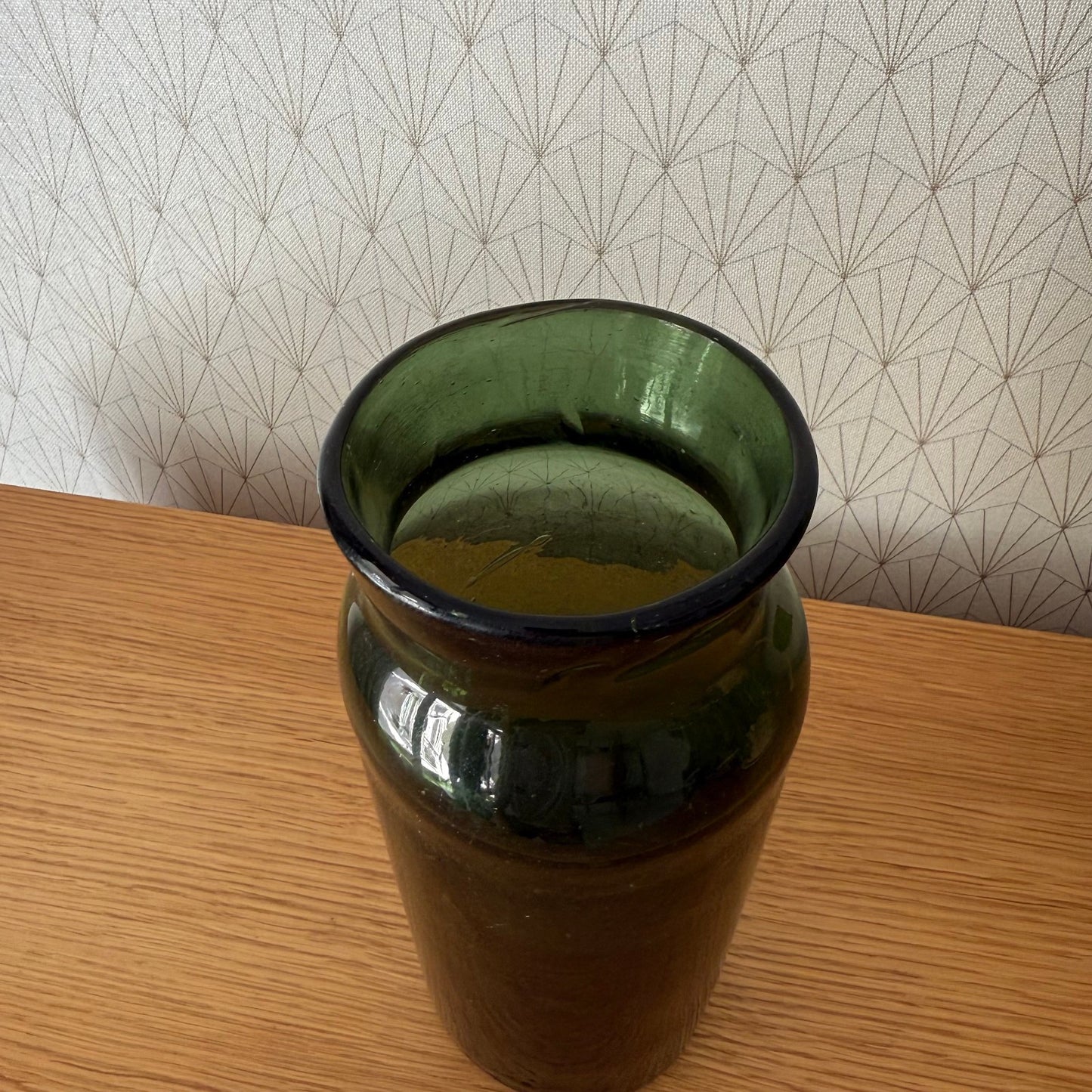 Antique French Green Glass Vase Hand Blown Truffle Jar 10.5" 08092513 Fleamarketfrance : French vintage and antique decor