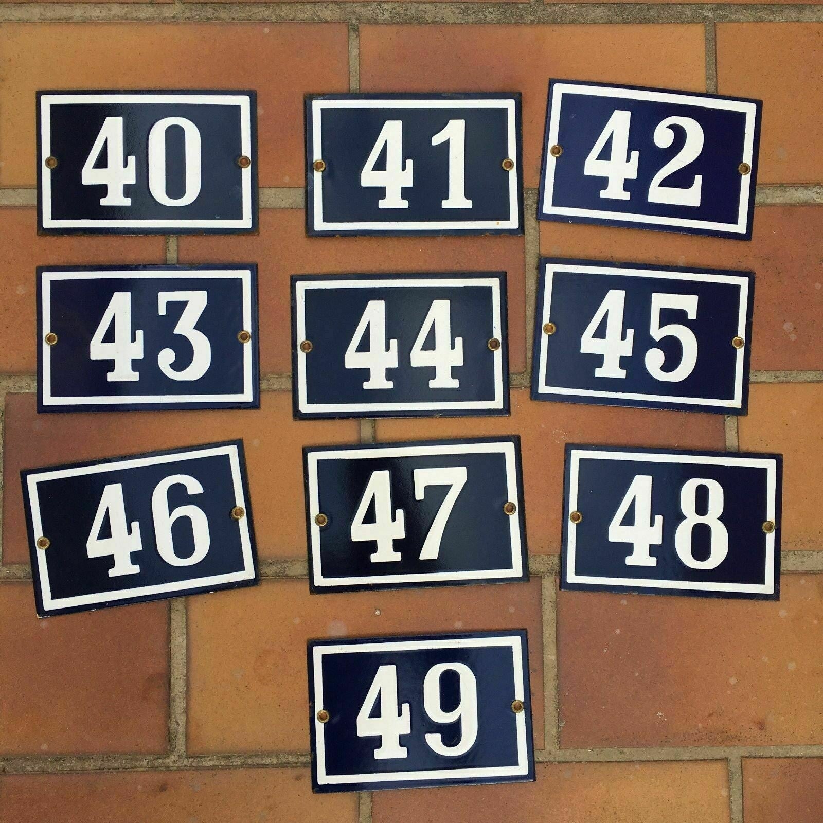 Vintage French Enamel House Numbers Metal Street Door Signs 40-49 48 GIROD
