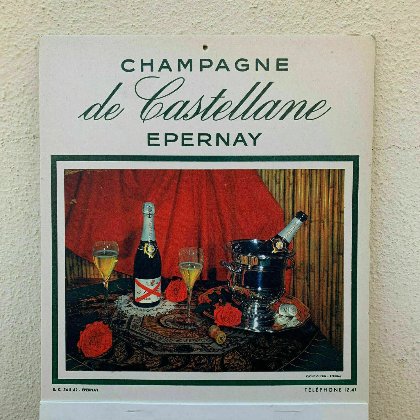 1960 AD OLD CHAMPAGNE FRENCH CALENDAR DE CASTELLANE 25061912 - Fleamarketfrance