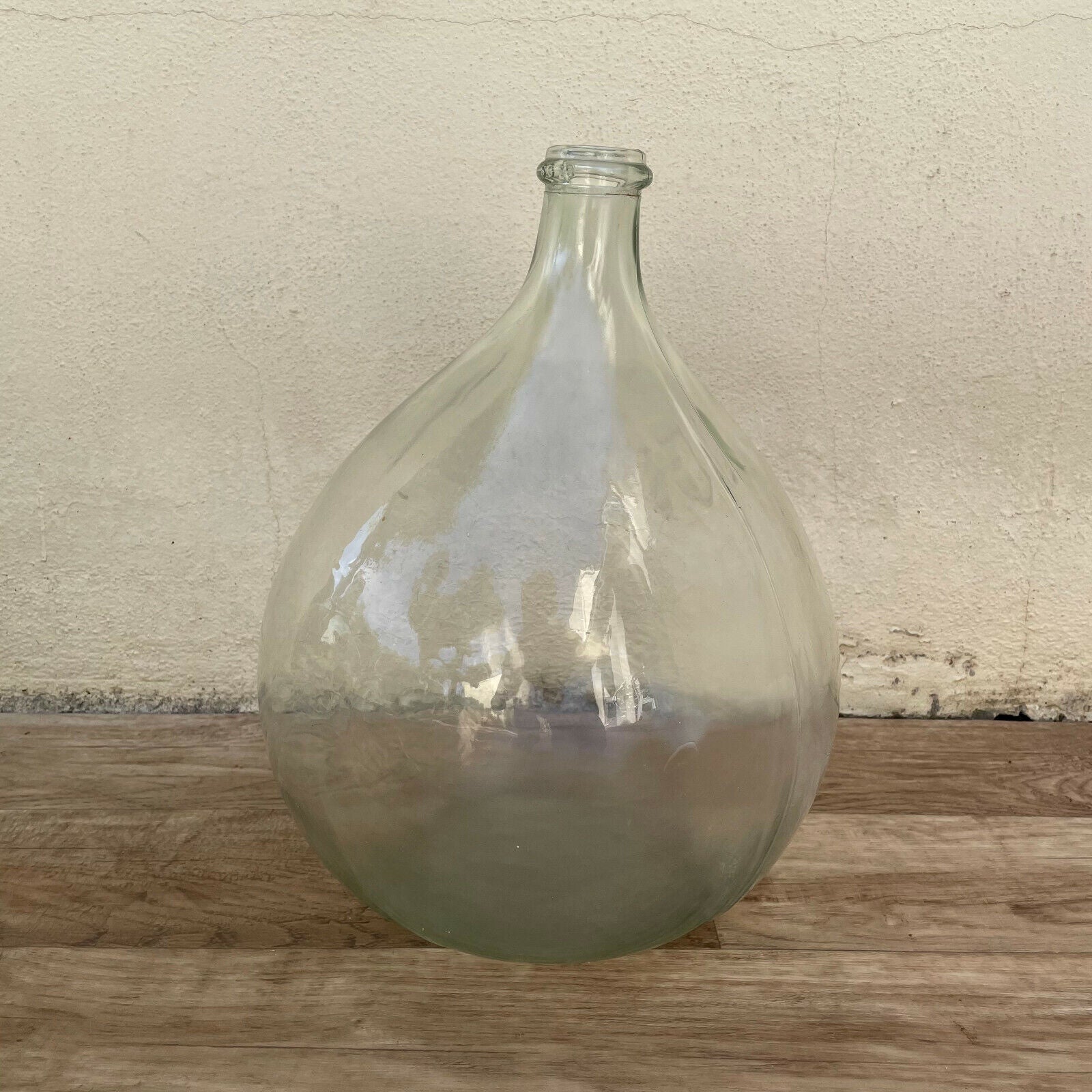 Old French clear glass Dame Jeanne Demi John Bottle bonbonne 1003225 - Fleamarketfrance