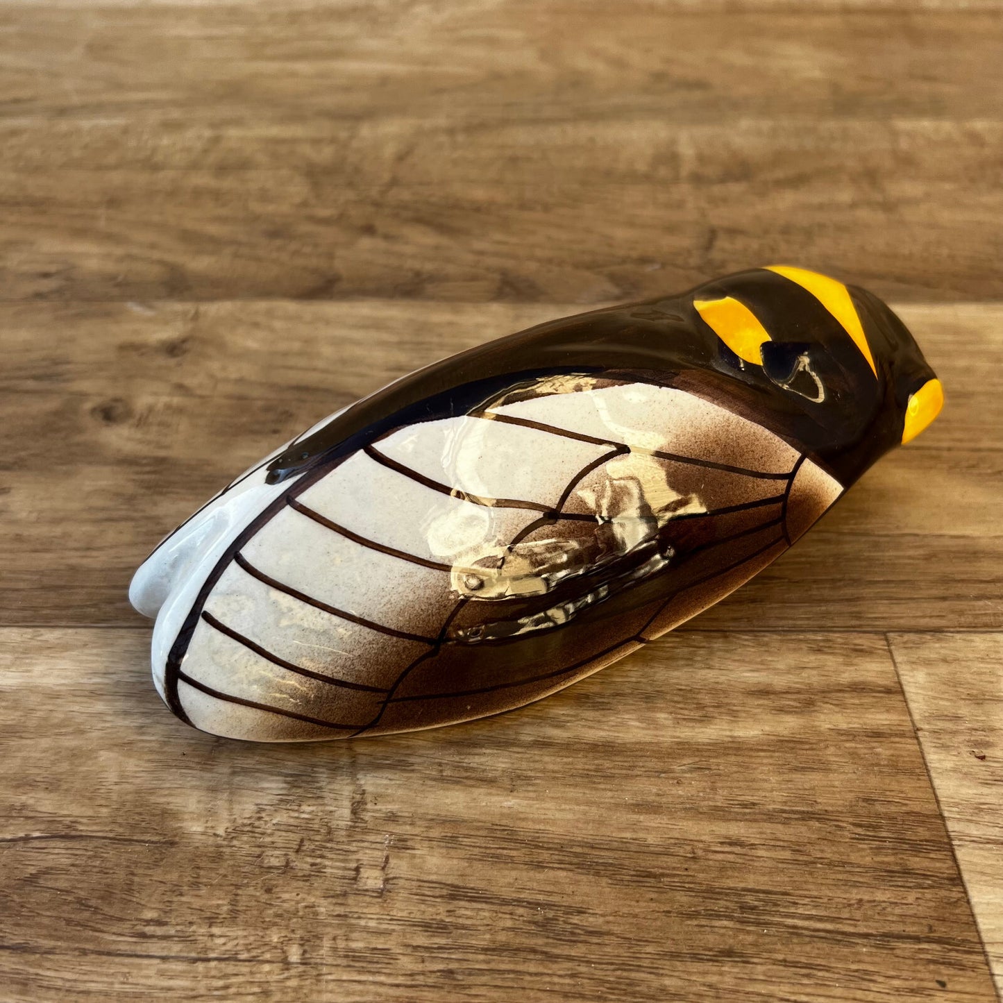 French Majolica Cicada Wall Pocket Vase Vintage Ceramic Art Pottery 1012225 Unmarked