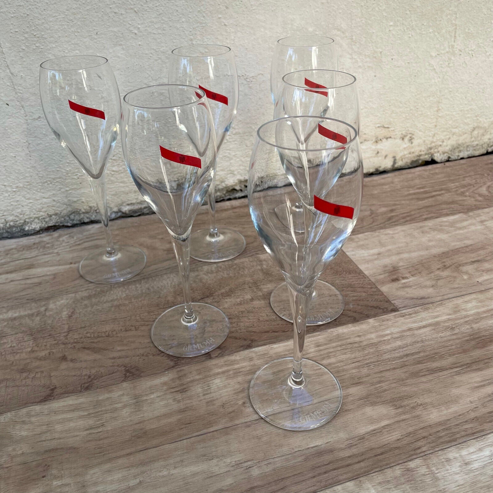 Nice Set Of 6 MUMM Signed Champagne Flutes Glasses 22022318 - Fleamarketfrance