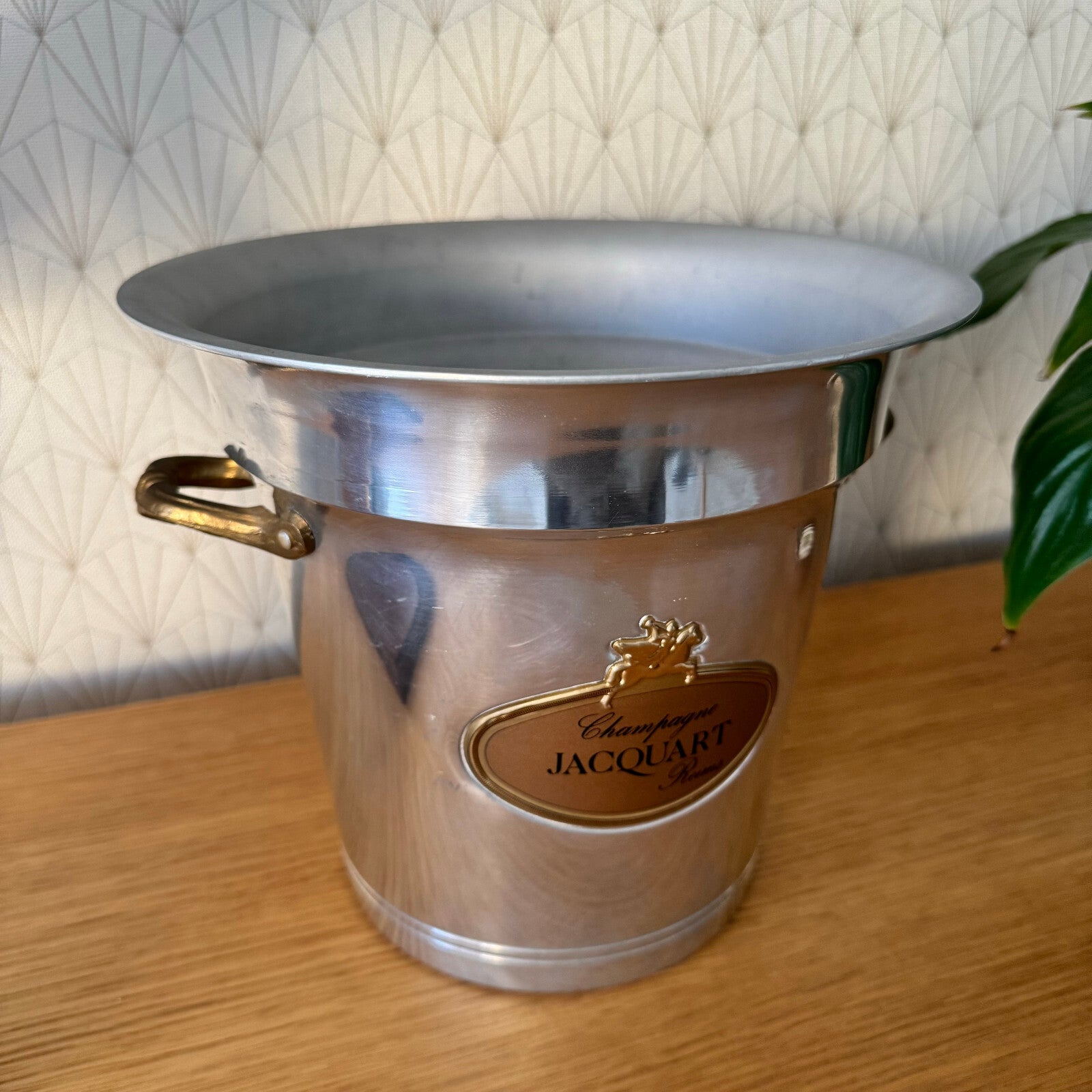 French Champagne Ice Bucket Jacquart Reims Silver Metal Vintage 0208247 Jacquart