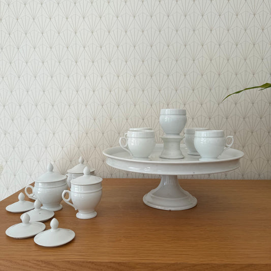 French Porcelain Tea Set Cream Pots Pedestal Stand Vintage 2203263 Unmarked