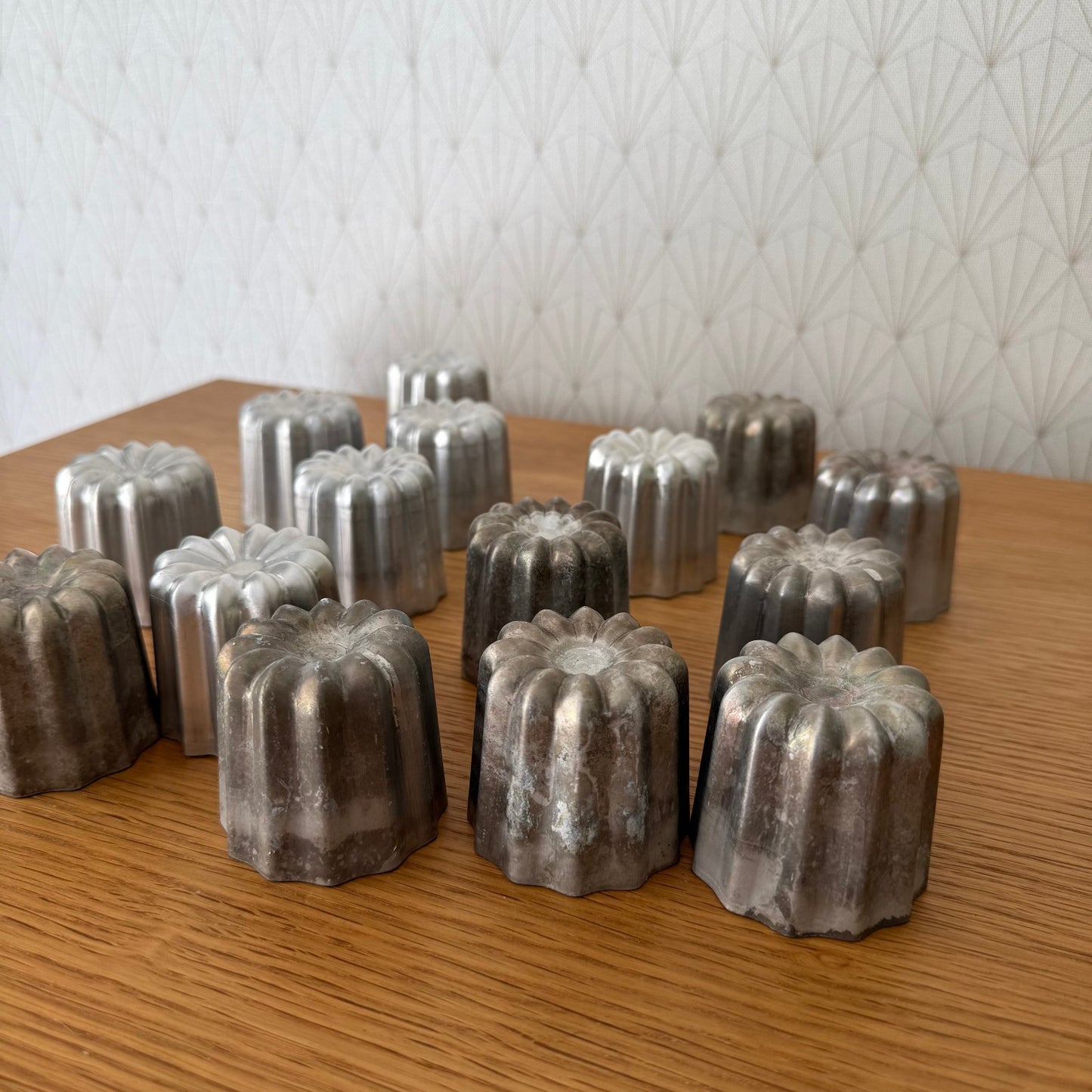 Vintage French Cannele Molds Aluminum Bordeaux Baking Set 13pc 090927 Does not apply