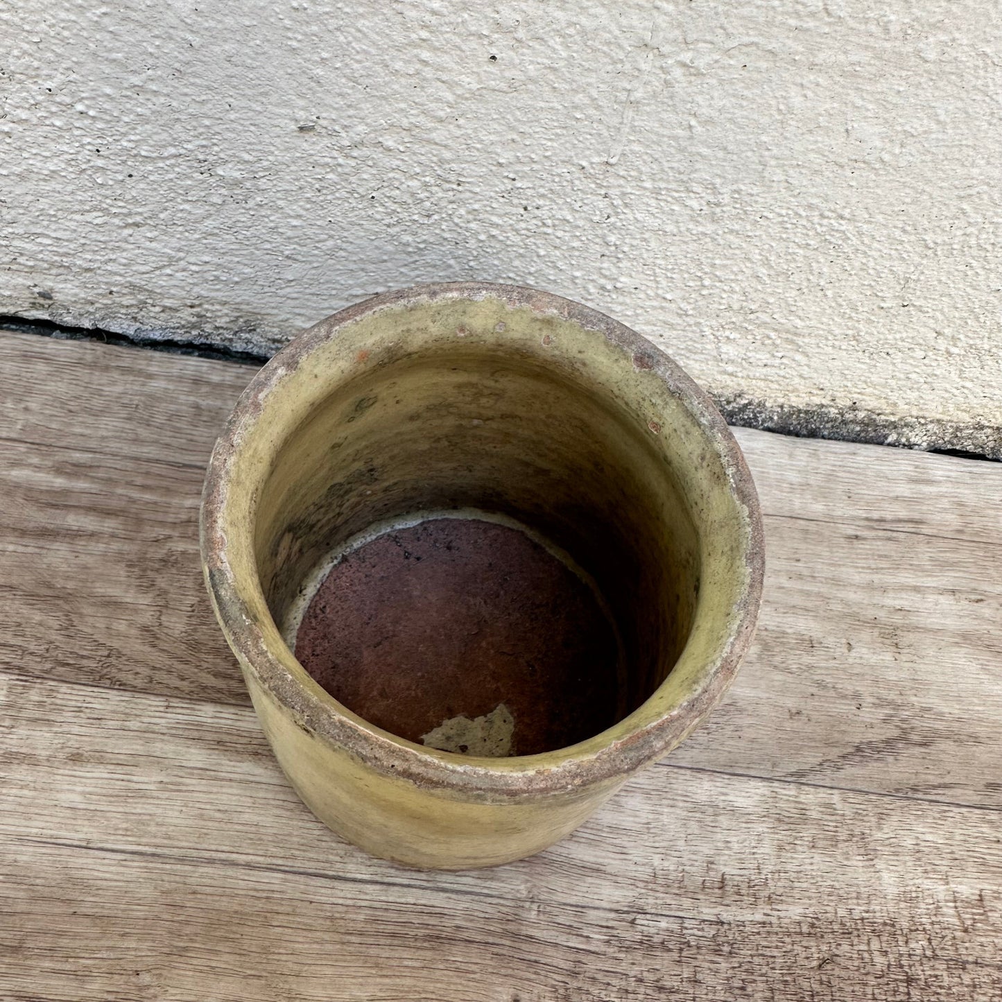 HANDMADE GLAZED BEIGE YELLOW ANTIQUE FRENCH JAM POT CONFIT 0503253 Unmarked