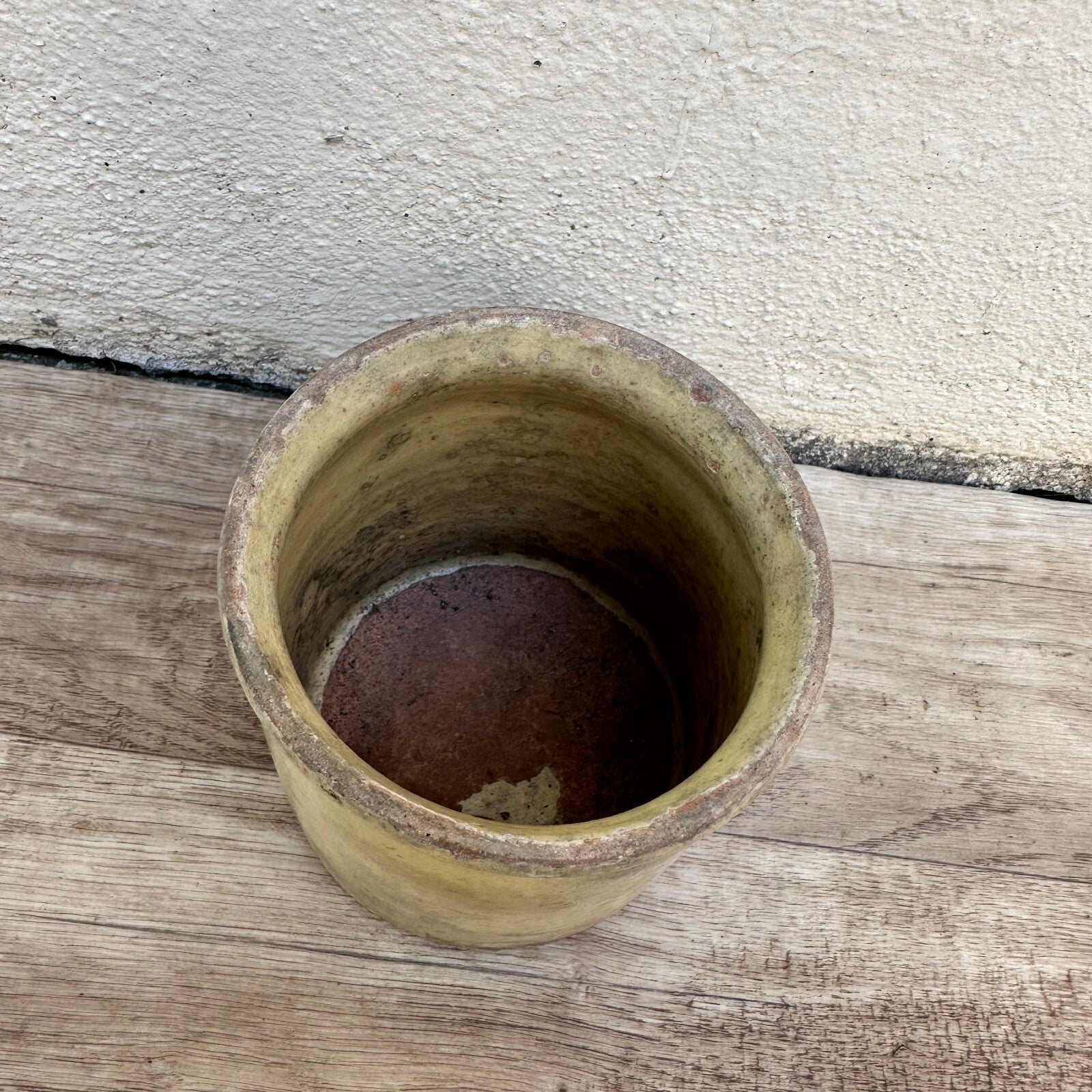 HANDMADE GLAZED BEIGE YELLOW ANTIQUE FRENCH JAM POT CONFIT 0503253 Unmarked