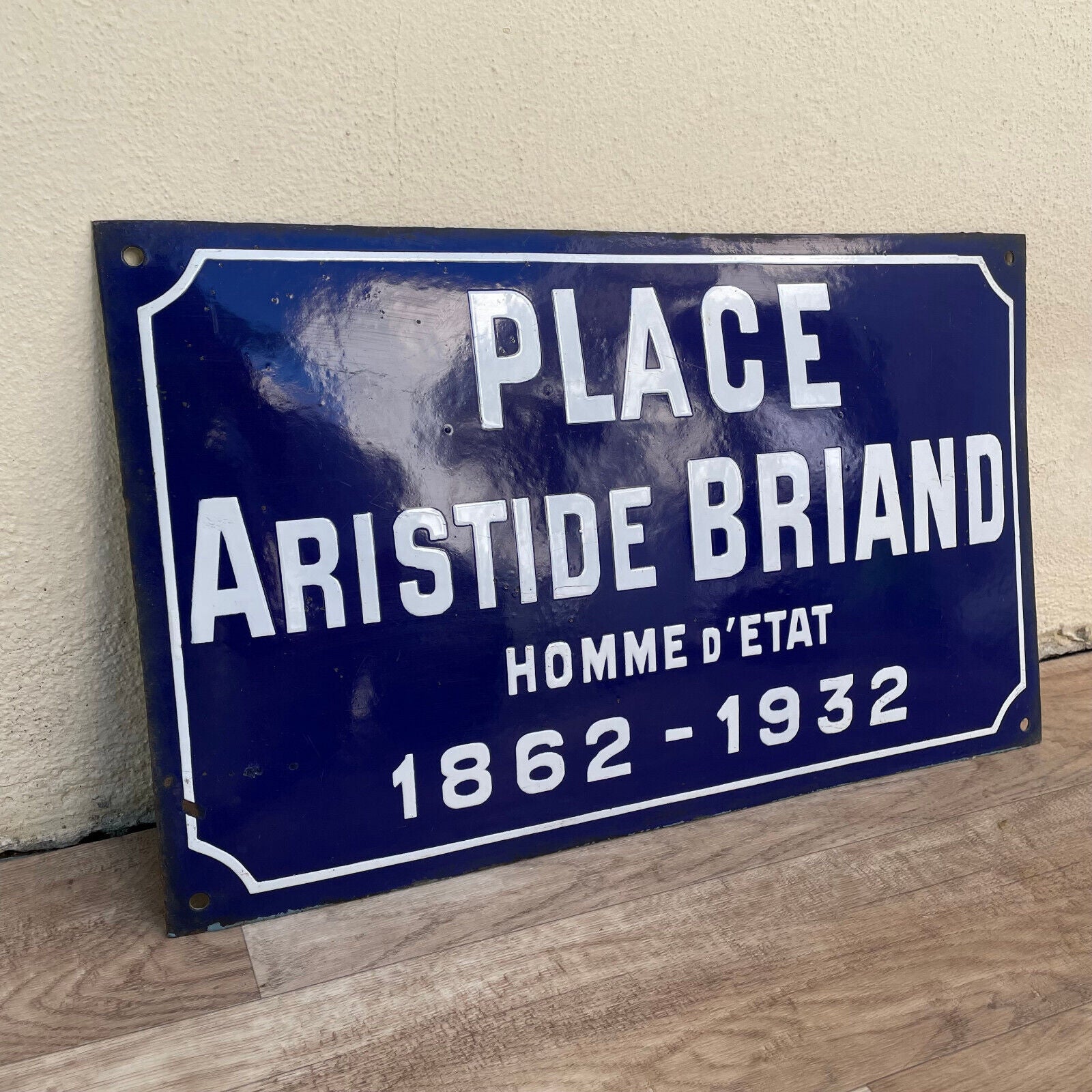 Old French Street Enameled Sign Plaque arched bombed - vintage BRIAND 1501252 - Fleamarketfrance