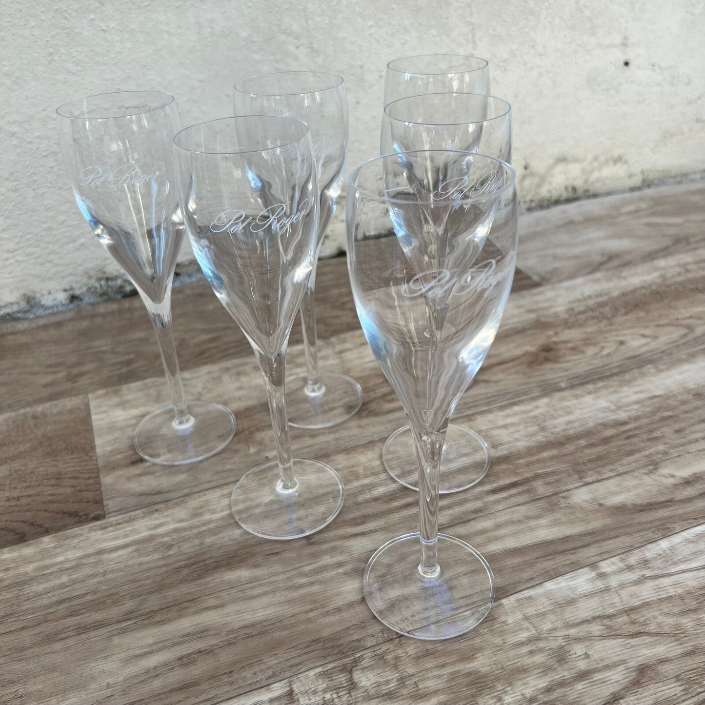 6 Vintage Pol Roger Champagne Flutes Crystal Glasses French 02032312 Pol Roger