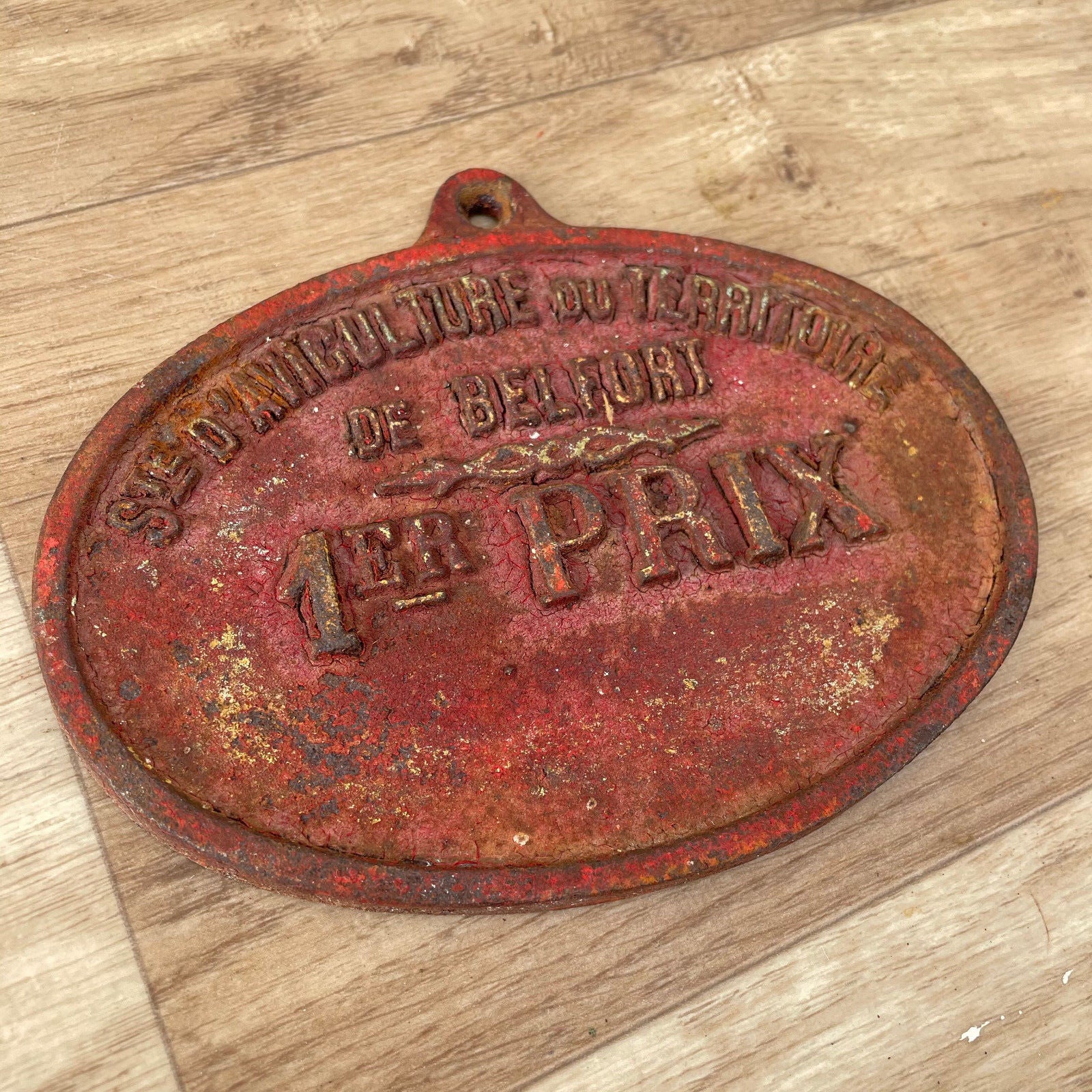 French Agricultural Prize Cast Iron Plaque Belfort Trophy Antique 1103254 Fleamarketfrance