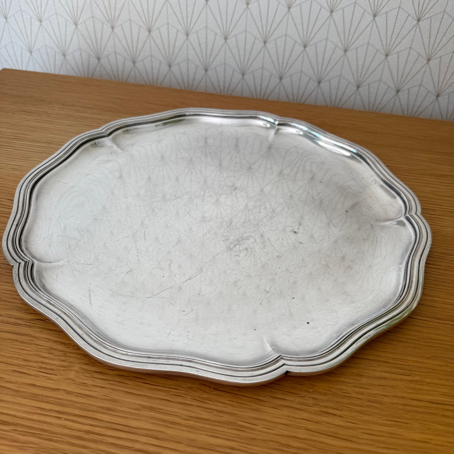 Vintage French Silver Plated Serving Tray Ercuis Paris Scalloped 0905254 Ercuis