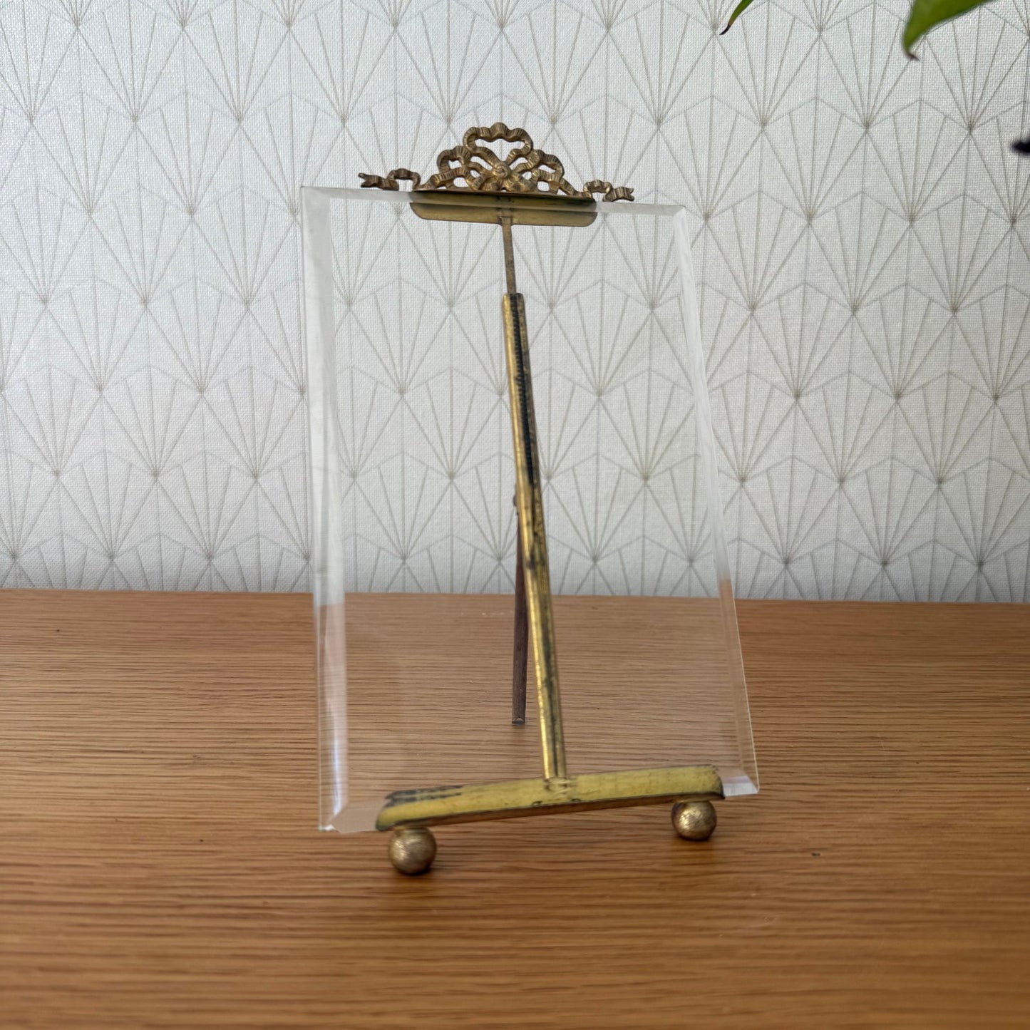 Vintage french Brass Frame Glass photo Ribbon 6 1/4" x 4 1/2"  0211251