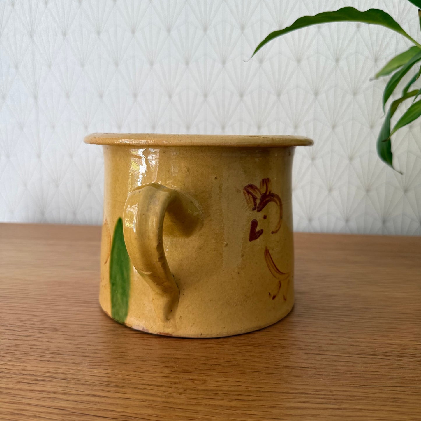 French Pottery Mug Rooster Yellow Terracotta Hand Painted Vintage 0409256 Fleamarketfrance : French vintage and antique decor