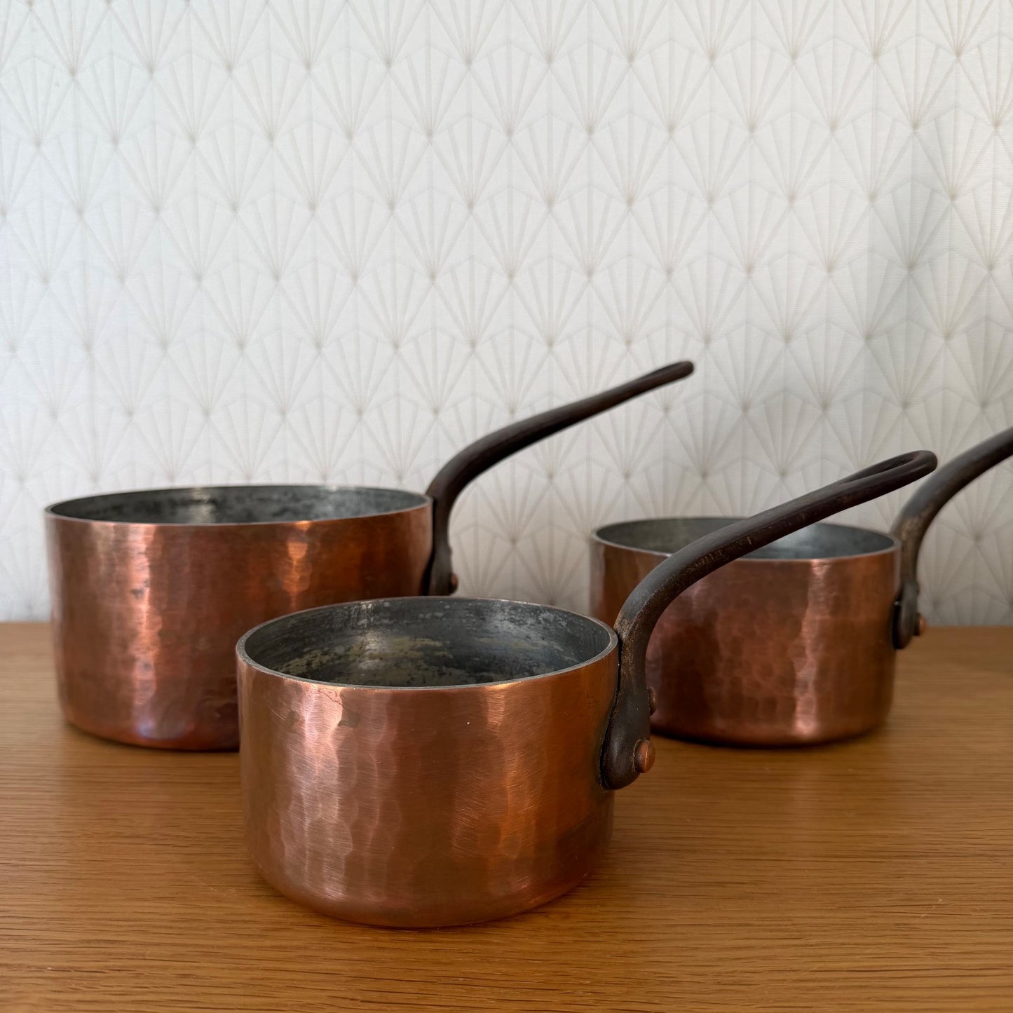 French Copper Pan Set Dehillerin Paris Tin Lined Hammered 2905262 DEHILLERIN