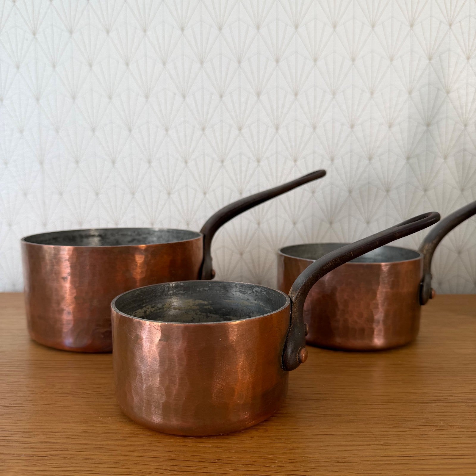 French Copper Pan Set Dehillerin Paris Tin Lined Hammered 2905262 DEHILLERIN