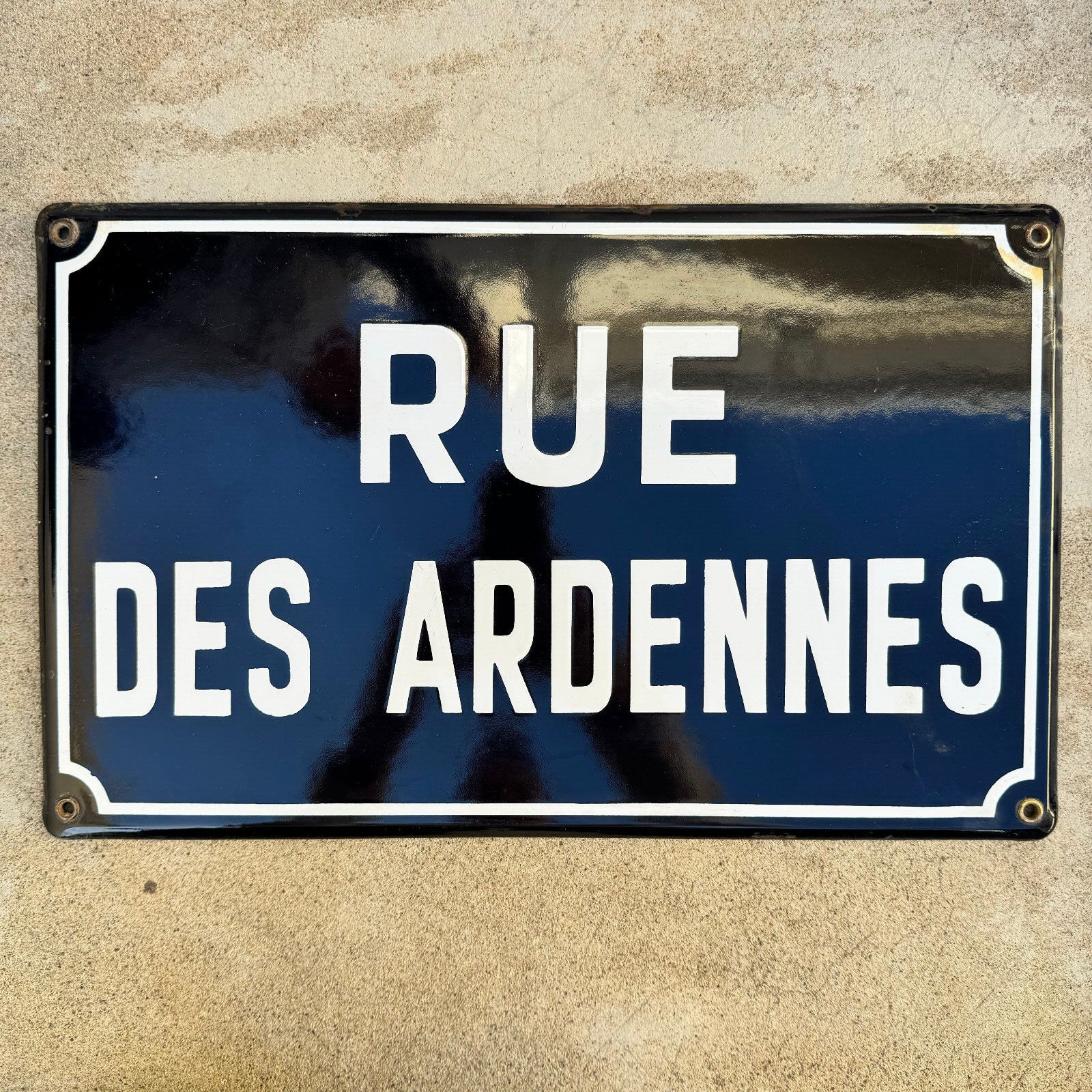 Old French Street Enameled Sign Plaque - vintage ARDENNES 13042437 - Fleamarketfrance