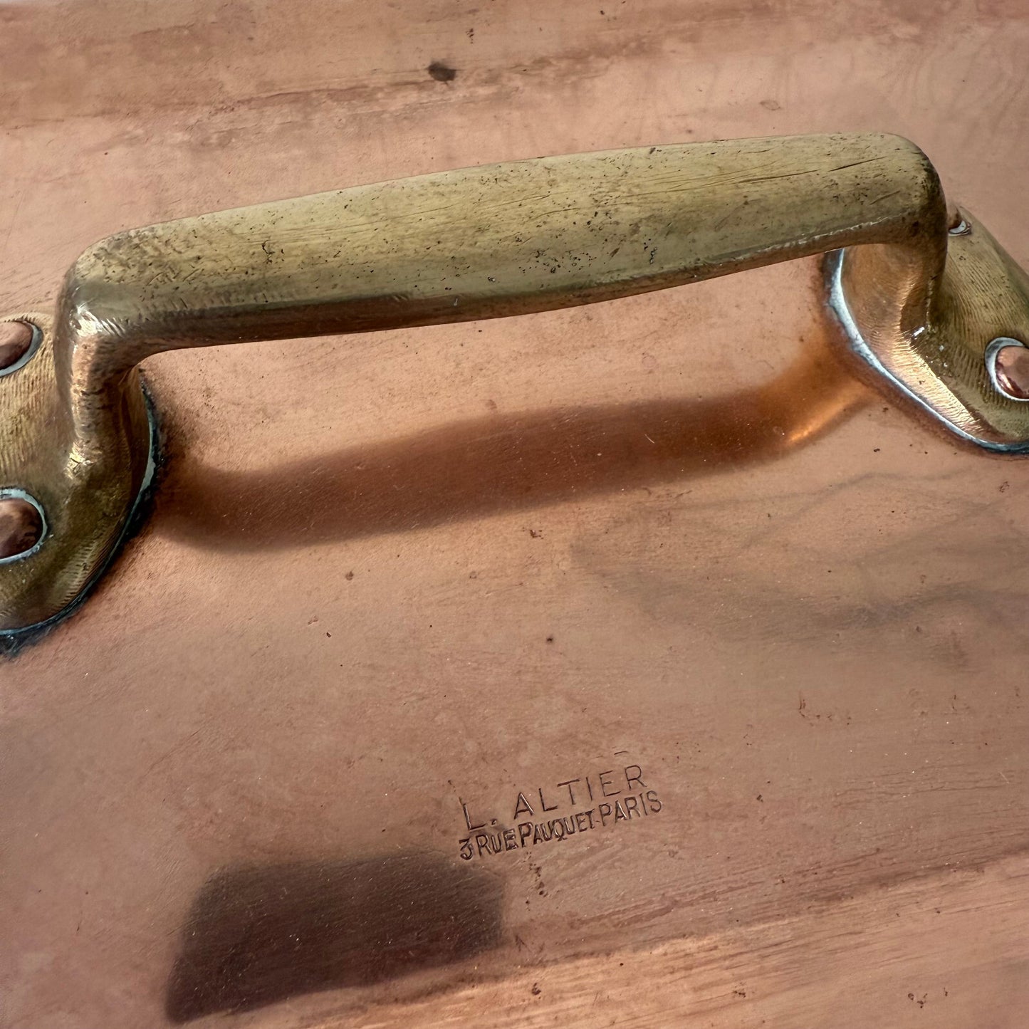 Antique ALTIER  dovetailed Daubiere French stock pot Copper Cookware 15" 1904259