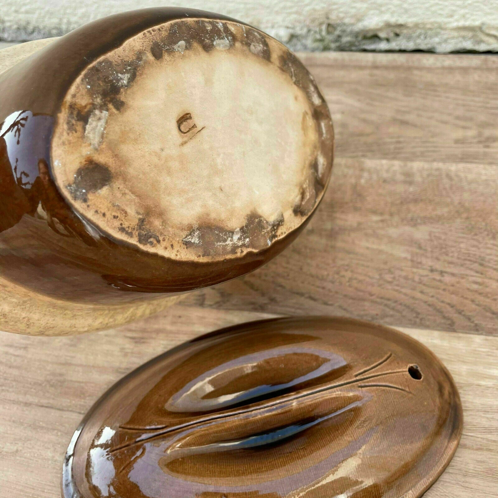 Vintage French Terrine Pot Earthenware Lidded Clay Dish Brown 0904215 Unbranded