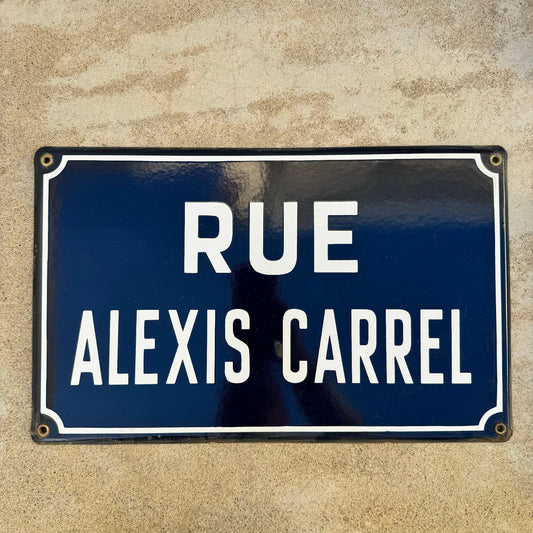 French Street Sign Rue Alexis Carrel Blue Enamel Vintage Plaque 13042434 Fleamarketfrance