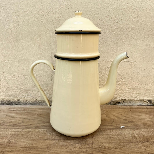 French Enamelware Coffee Pot Cream Beige Vintage Kitchen Decor 26052213 Fleamarketfrance