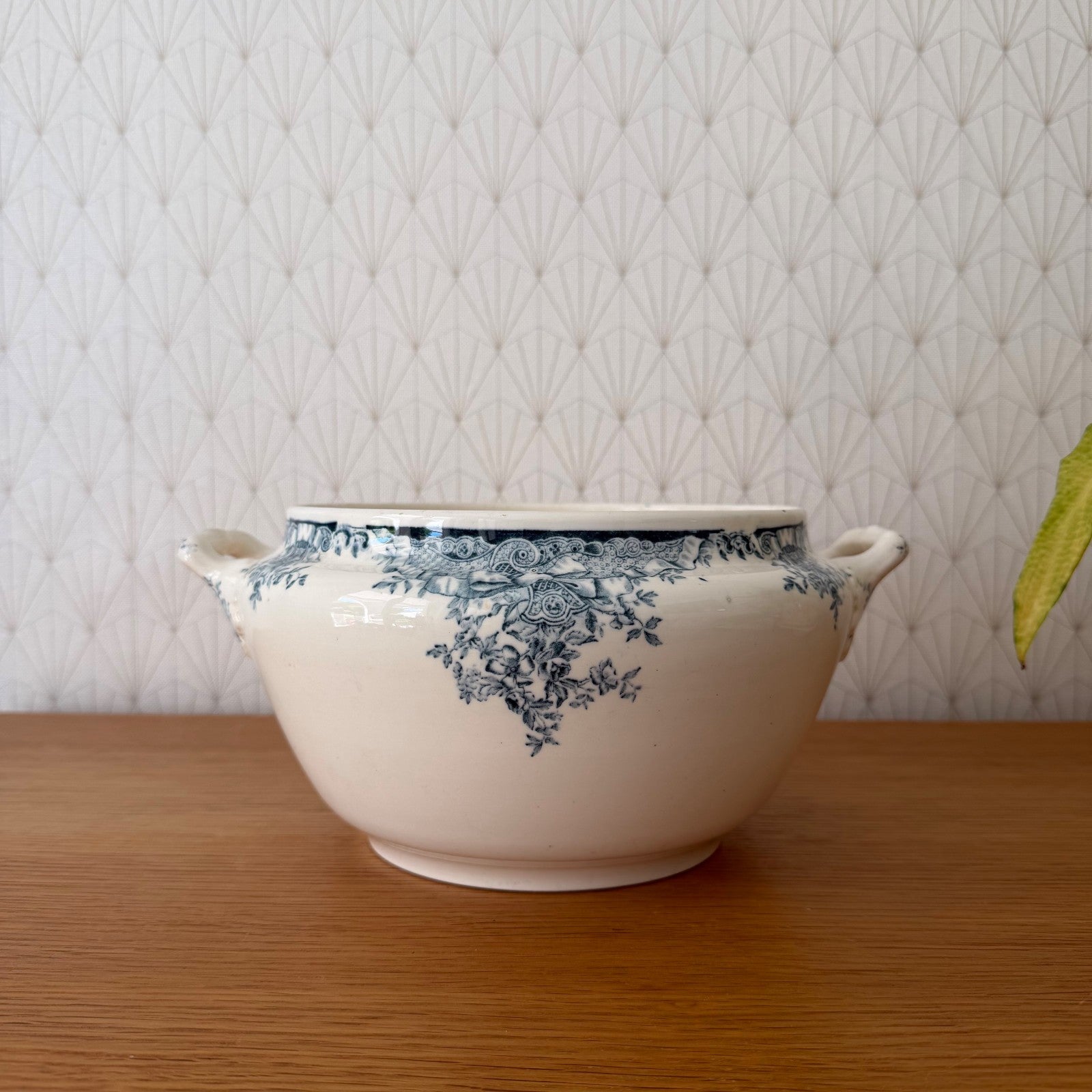 French Antique White Earthenware Tureen Longwy Terre de Fer 2805265 Fleamarketfrance