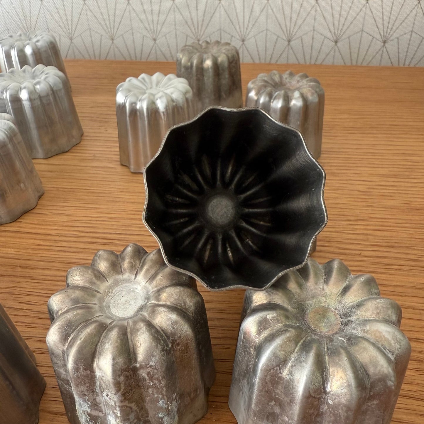 Vintage French Cannele Molds Aluminum Bordeaux Baking Set 13pc 090927 Does not apply