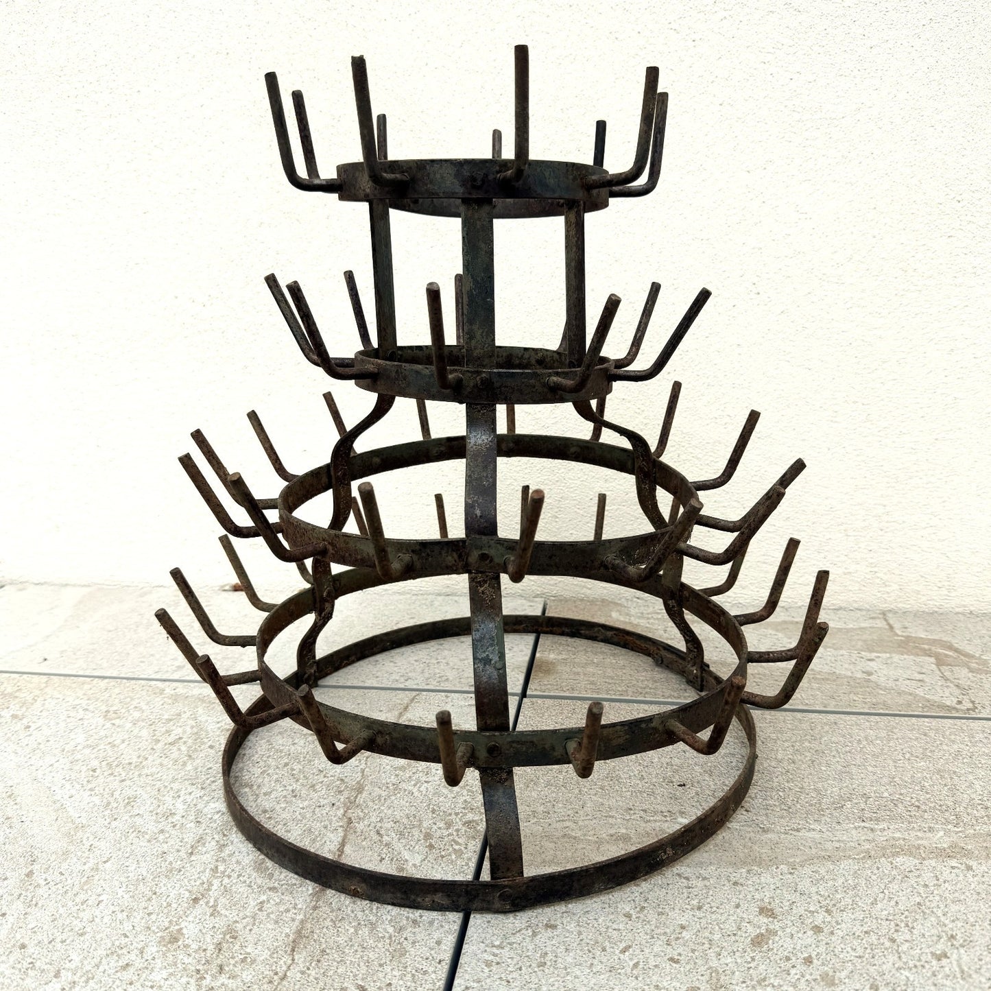 French Wine Bottle Drying Rack Wrought Iron Antique 1900s Vintage 2505262 Fleamarketfrance