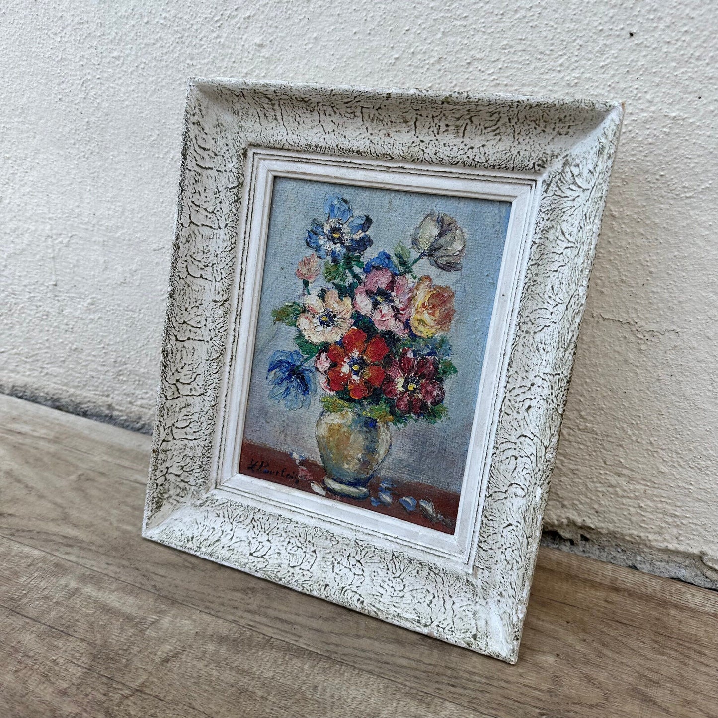 French still life flowers oil painting with frame signed 2006241 - Fleamarketfrance