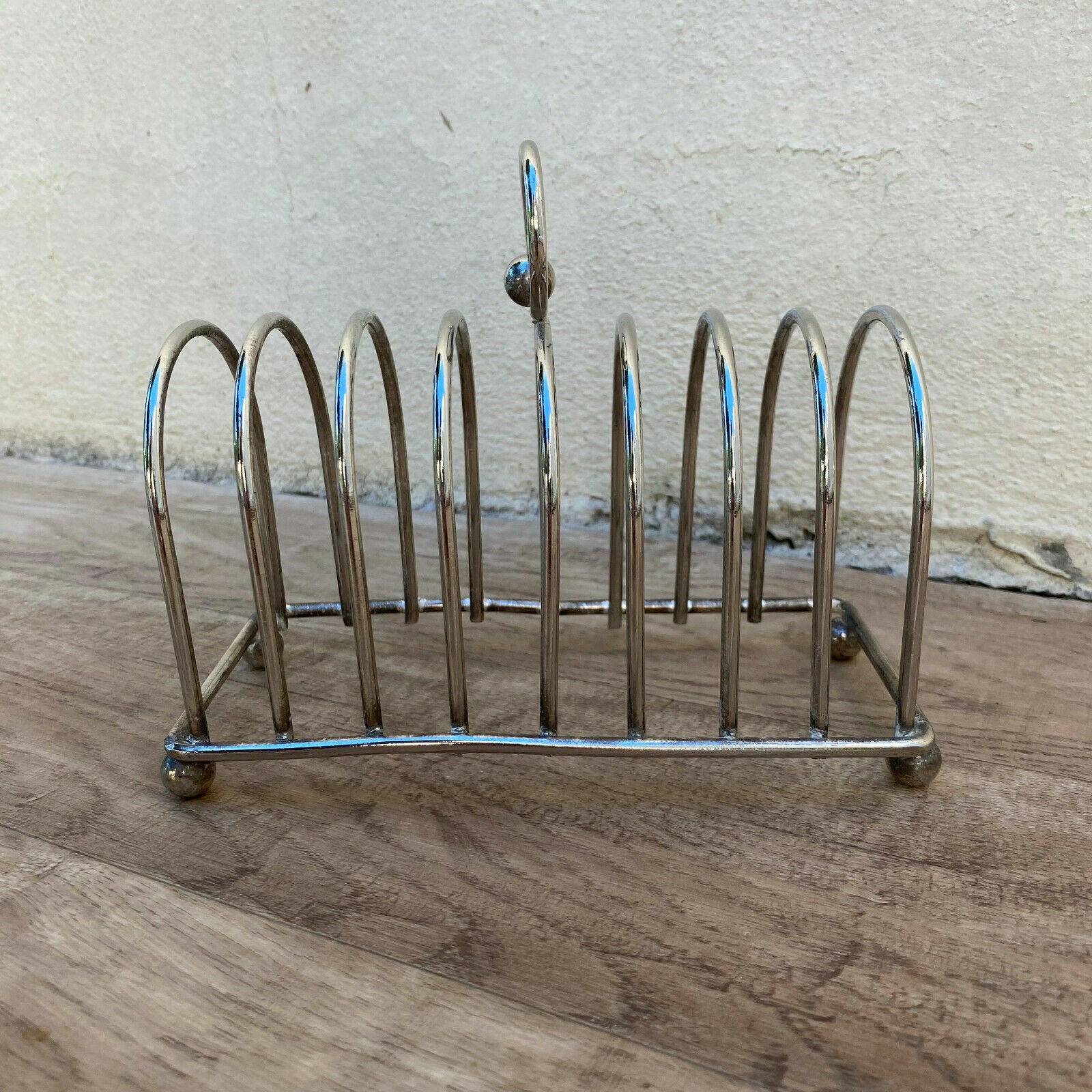 VINTAGE CUTE METAL silver plated toast rack from france 7" 3110215 - Fleamarketfrance