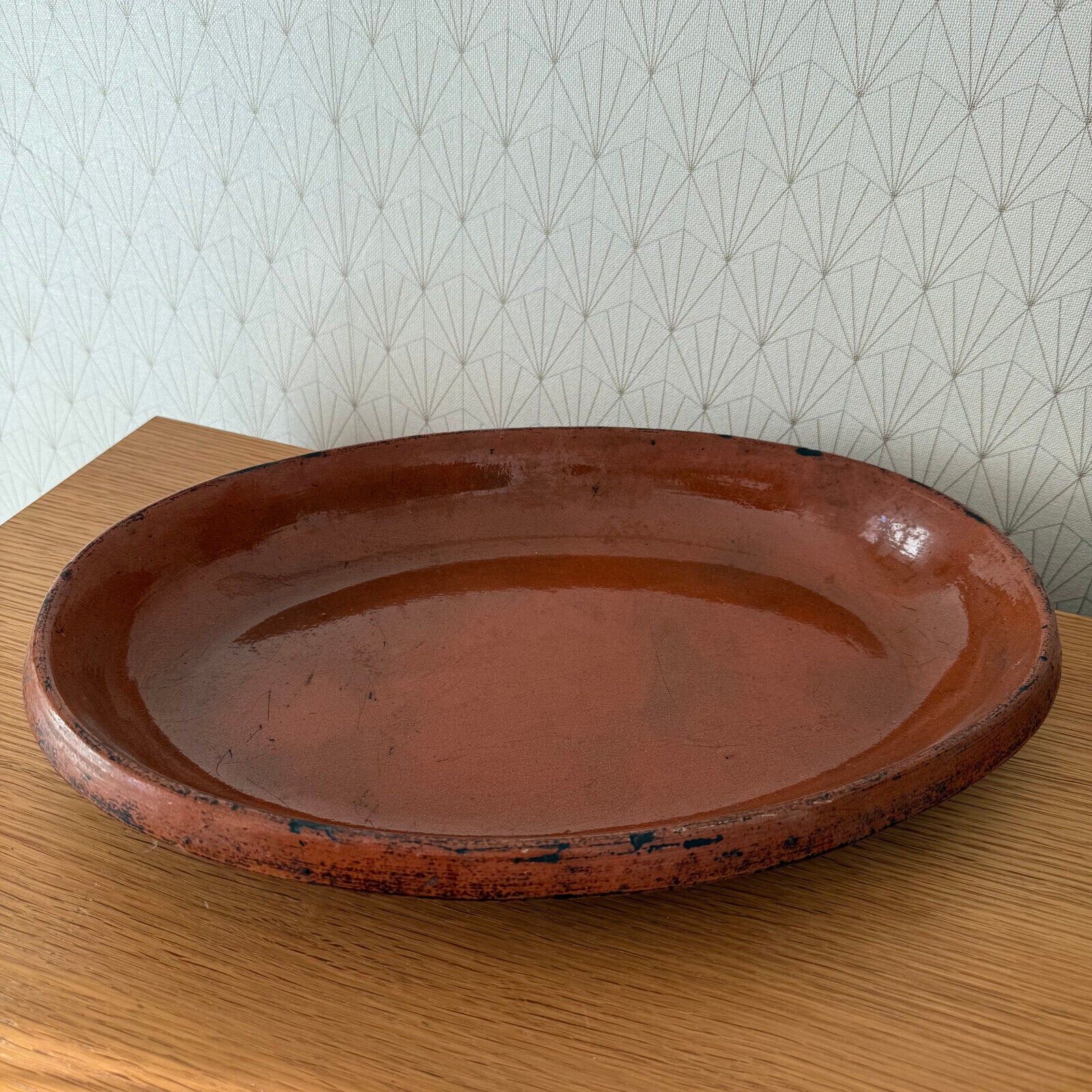 Vintage France Handmade French Bakeware 17 3/4 terrine plate gratin oval 0301242 Fleamarketfrance