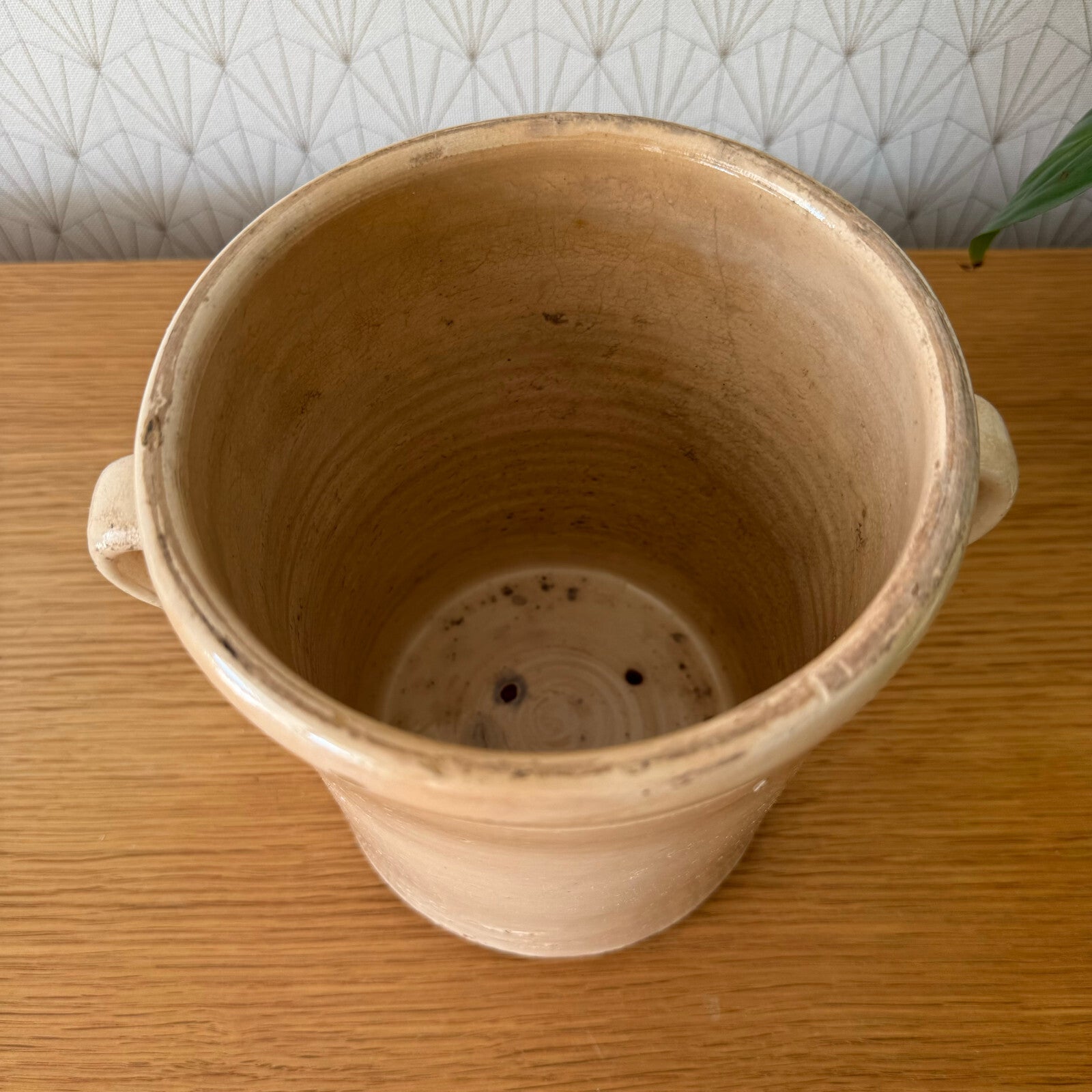 Antique French Confit Pot Stoneware Crock Two Handles 7.25" 11012510 Unbranded